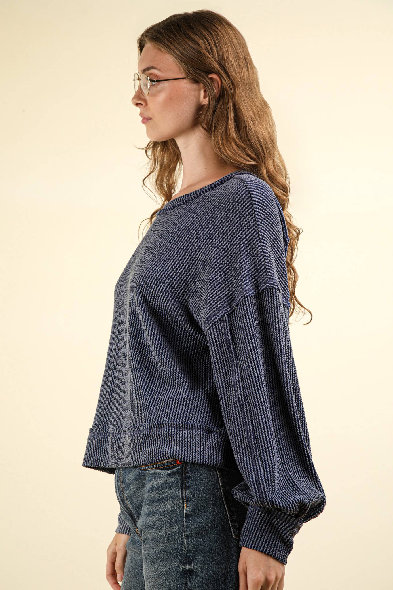 Two Tone Otto Ribbed Oversized Soft Comfy knit Top