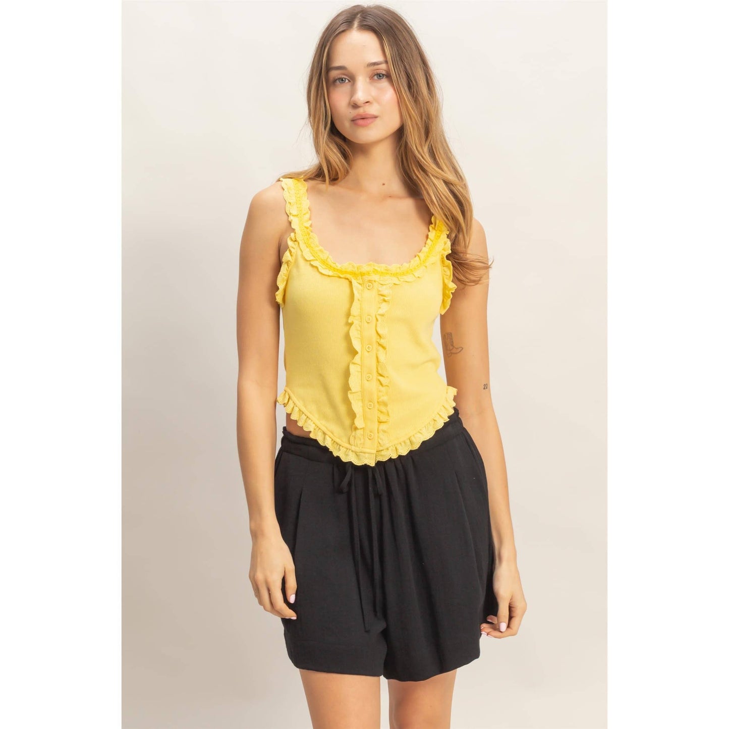 Lace Ruffle Trim Tank Top