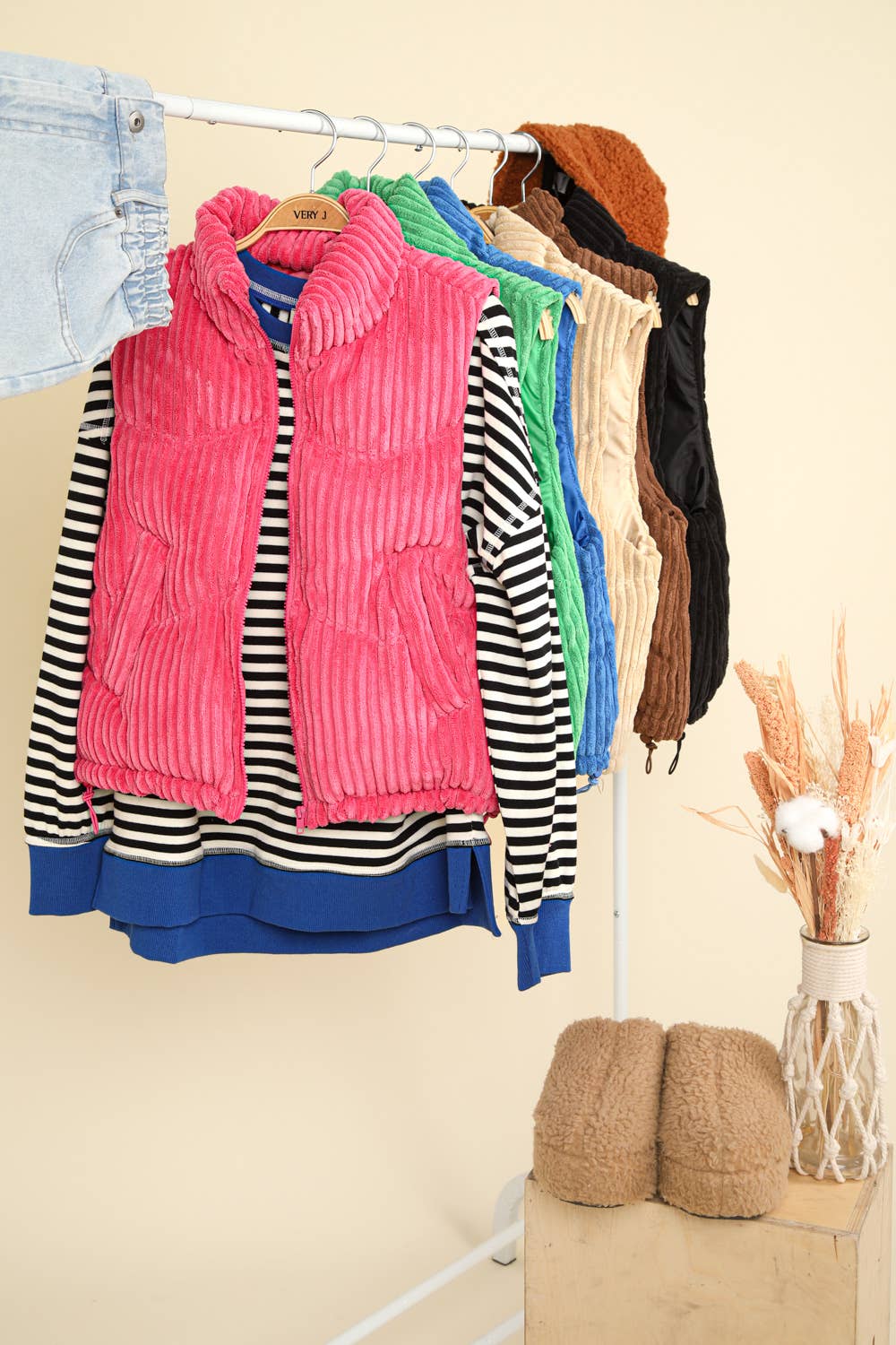 Zig-Zag Padded Corduroy Puffer Jacket