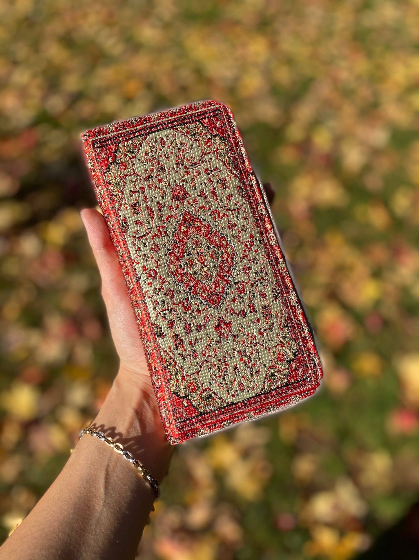 Red Zip Around Wallet, Handmade Boho Wallet, Wallet Women