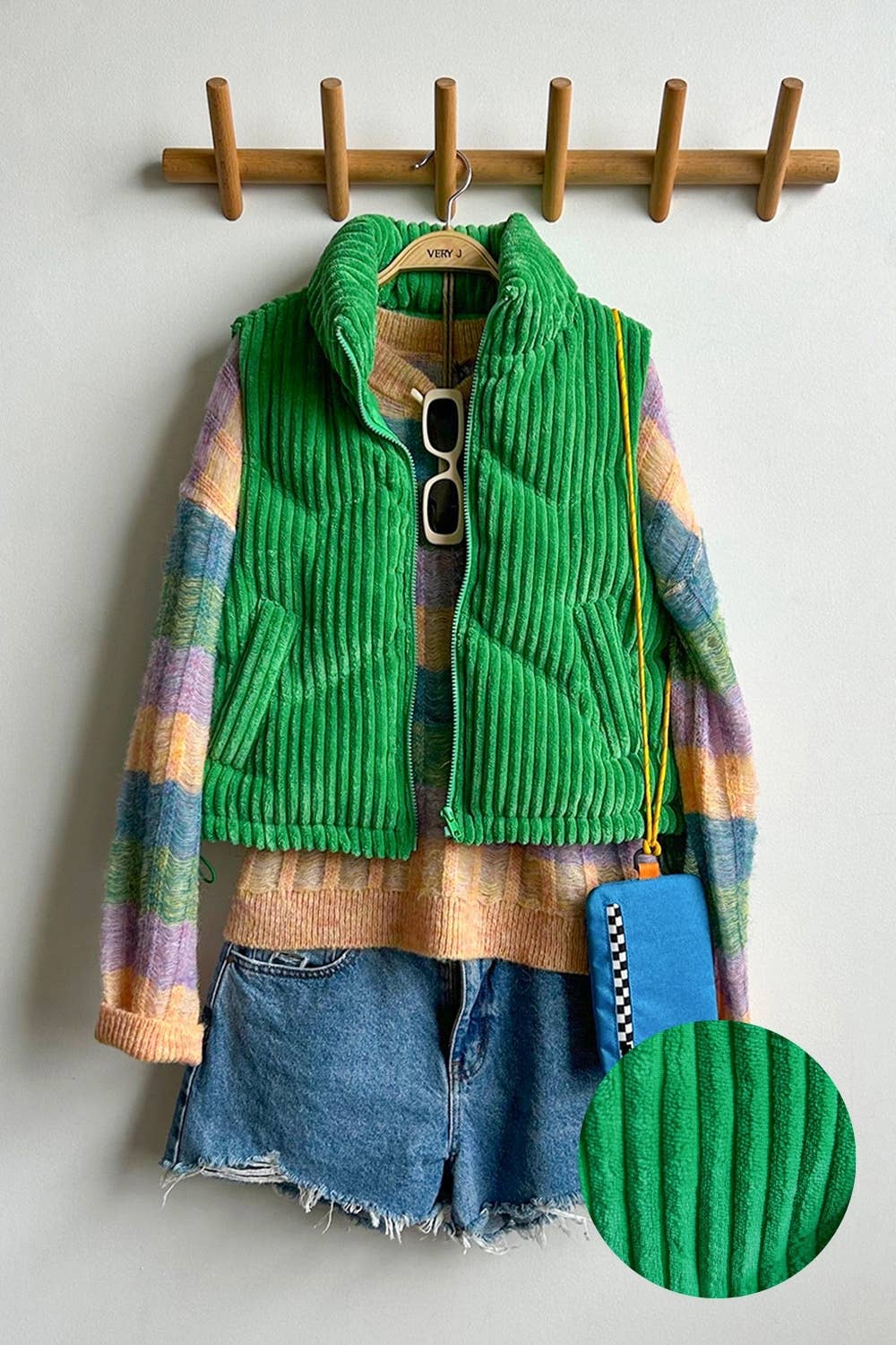 Zig-Zag Padded Corduroy Puffer Jacket