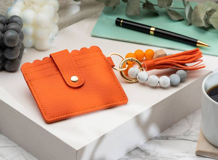 Leather Keychain Wallet With Wristlet Bangle Bracelet