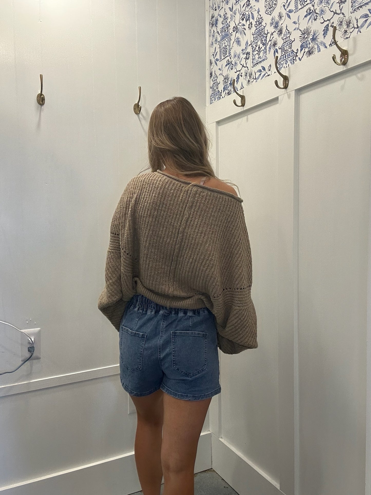 Ribbed Drop Sleeve Sweater