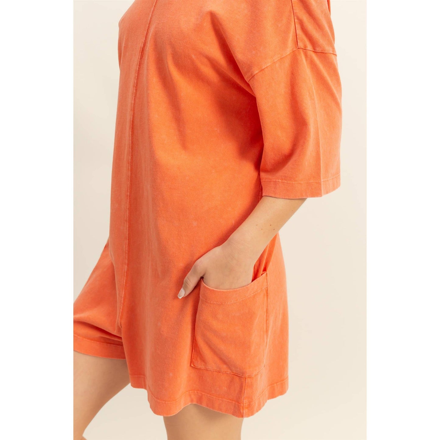 Casual V-Back Short Sleeve Romper