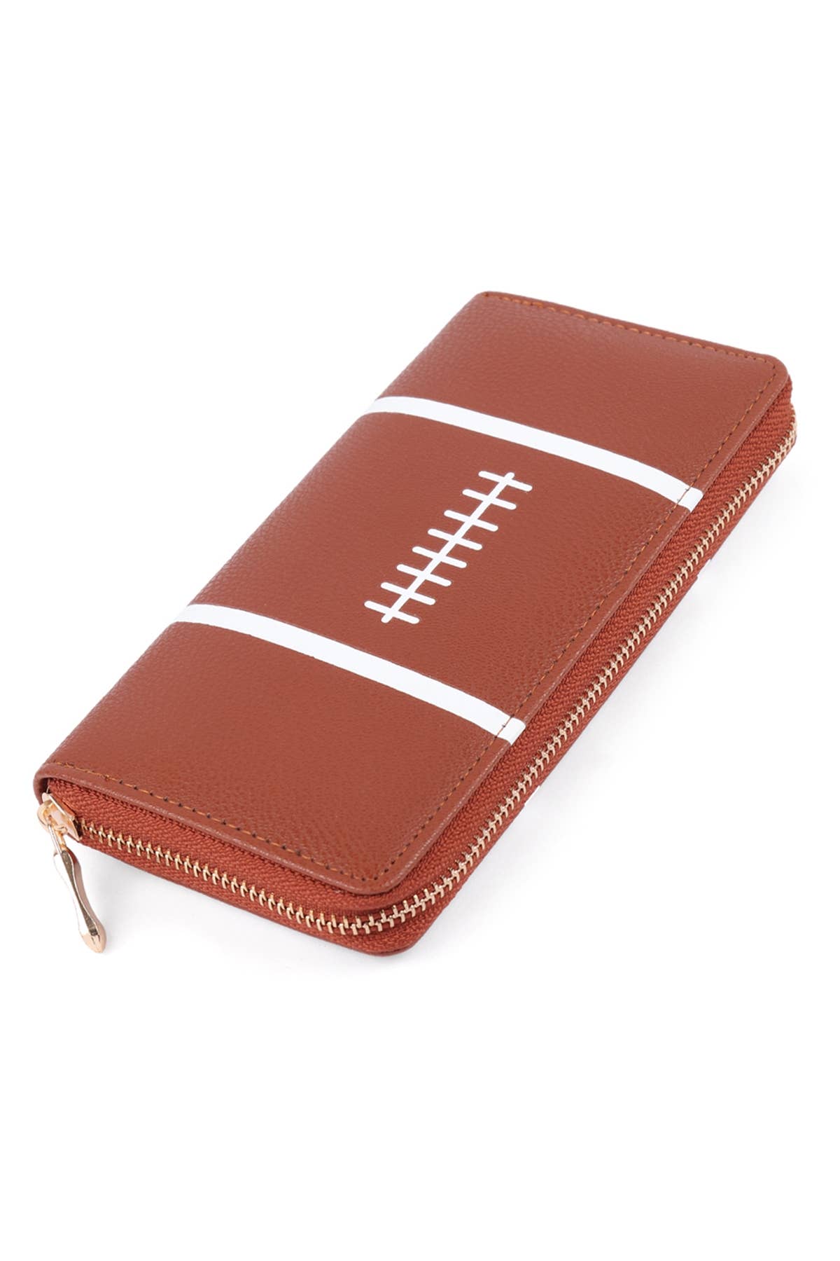 Football Print Zipper Leather Wallet