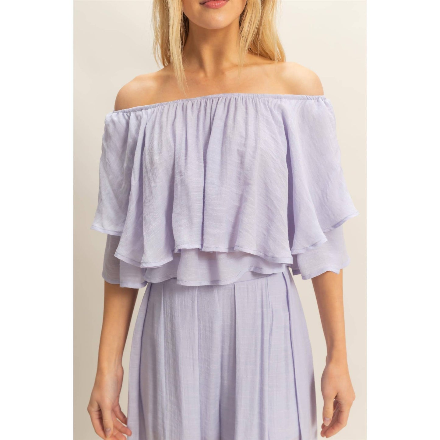 Off-The-Shoulder Blouse And Pants Set (Sold as Separates)