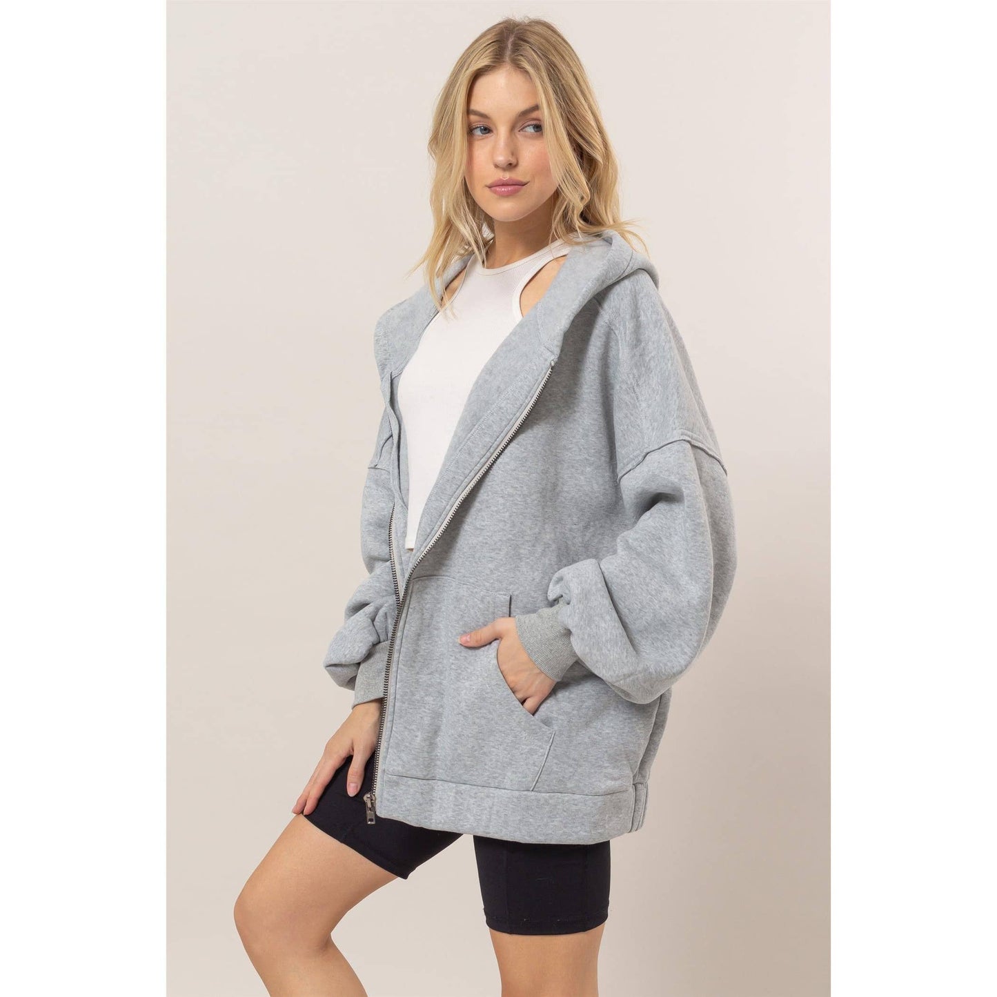 French Terry Oversized Hood Jacket