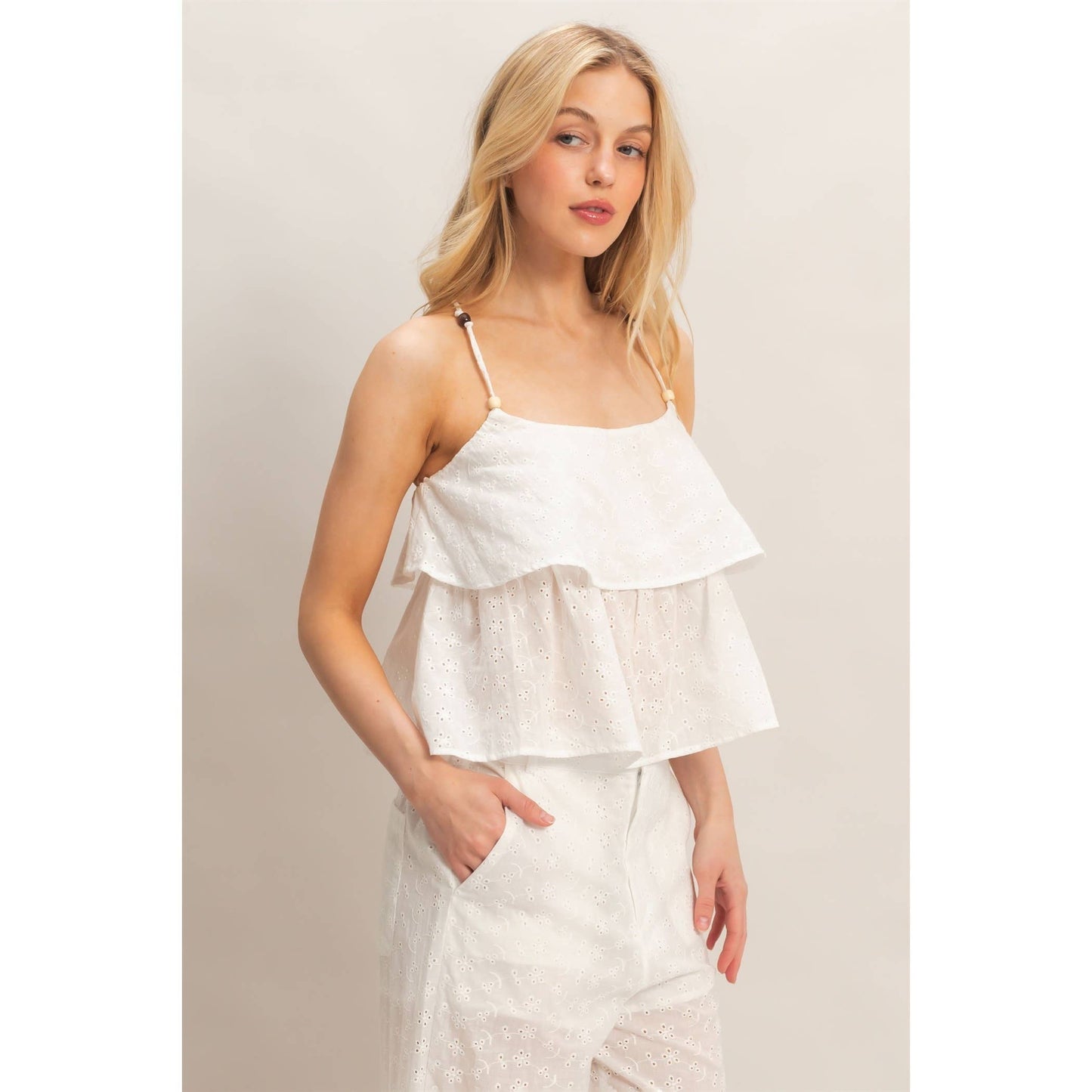 Tiered Floral Eyelet Top