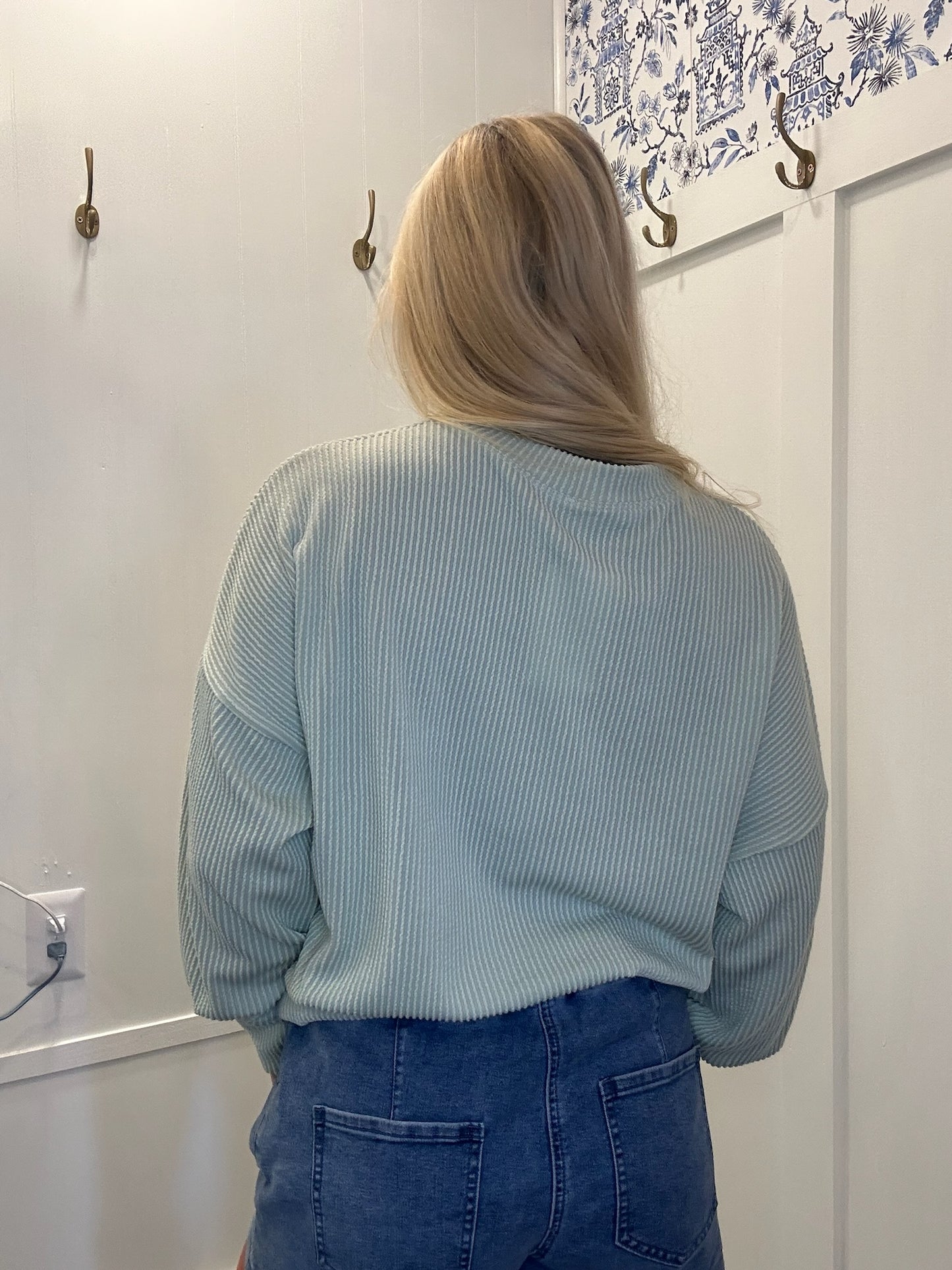 CROP LONG SLEEVE WAVE RIB TOP