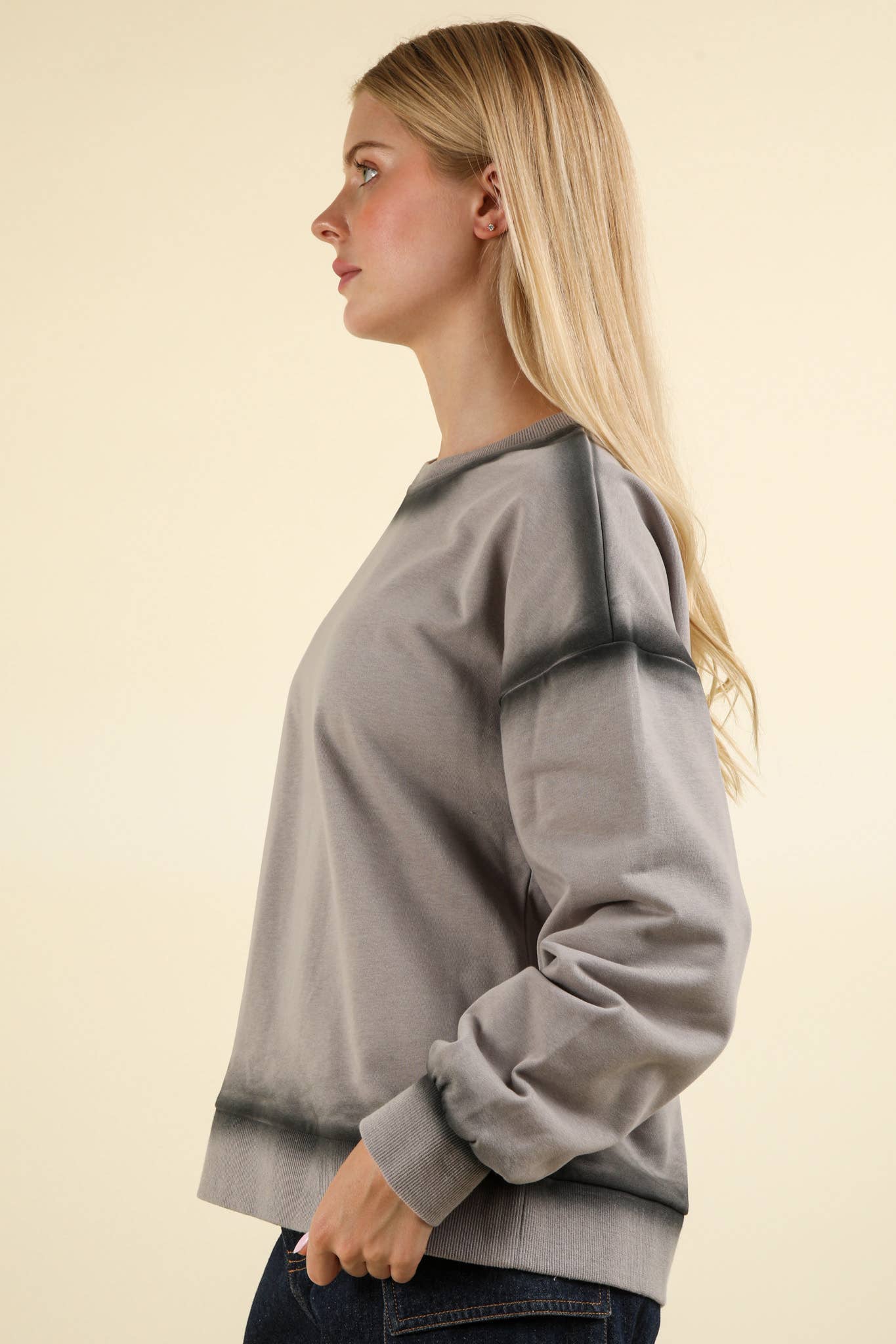 Contrast Spray Detail Oversized Sweat Shirt Knit Top