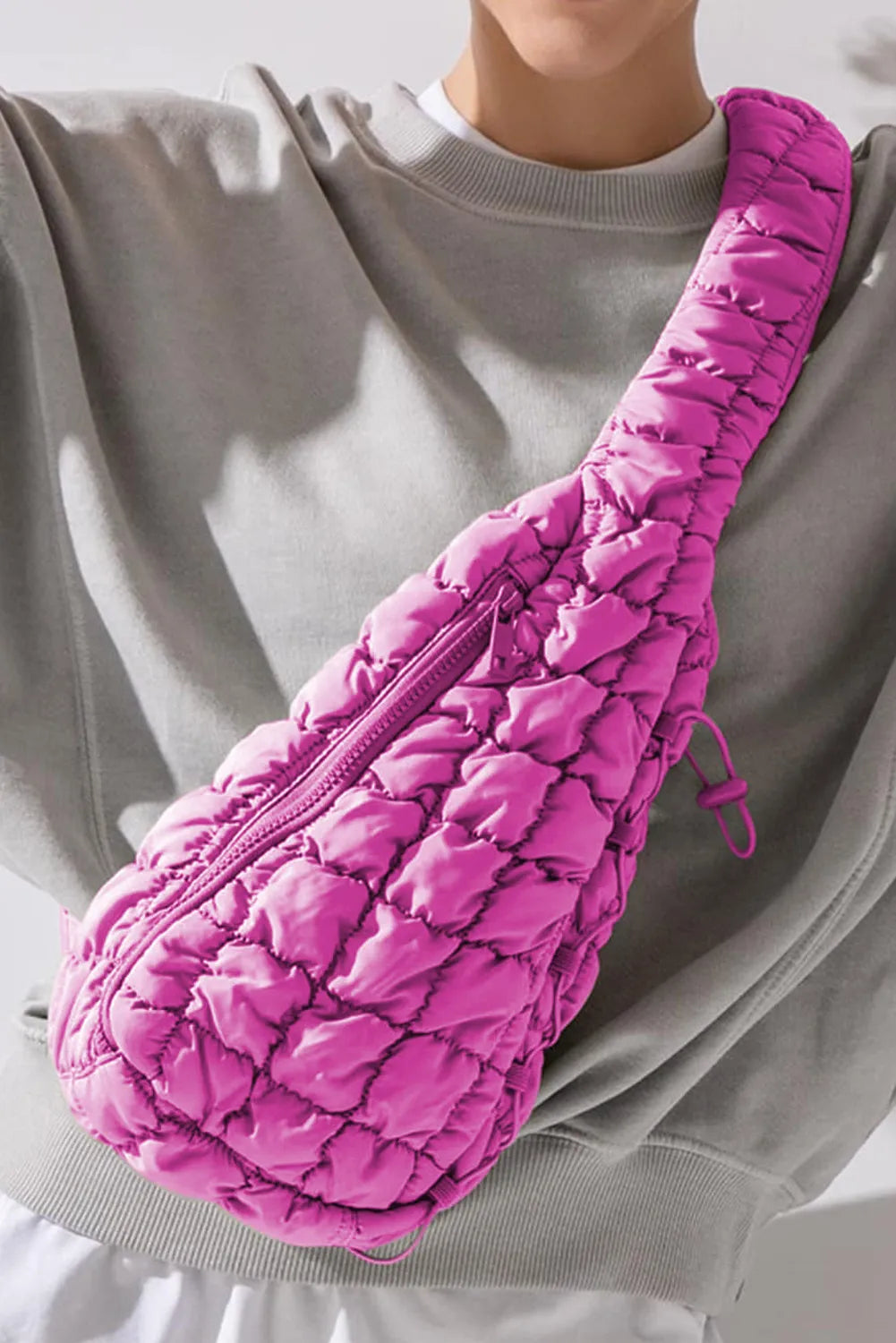 Marshmallow Quilted Drawstring Décor Sling Bag