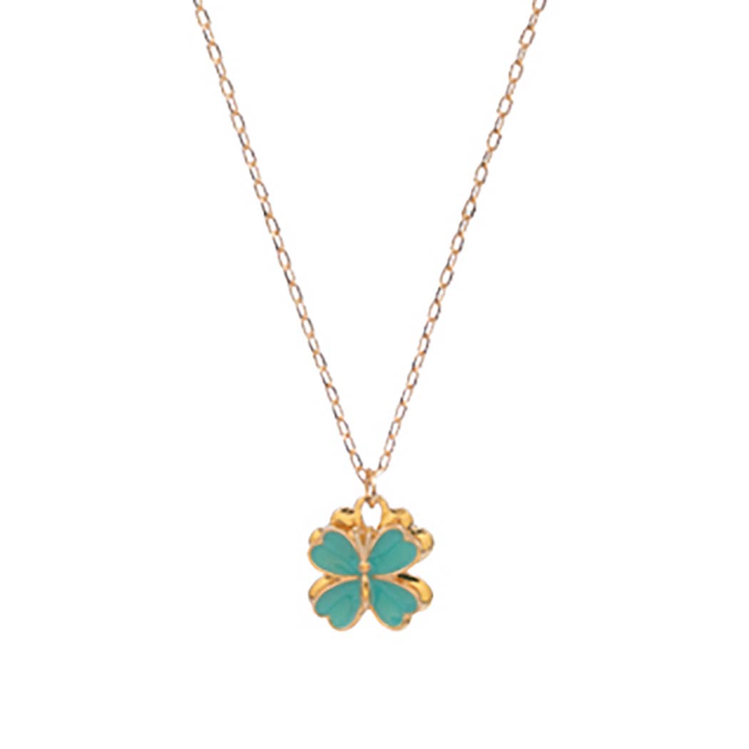 Flower Shaped Enamel Pendant Short Necklace