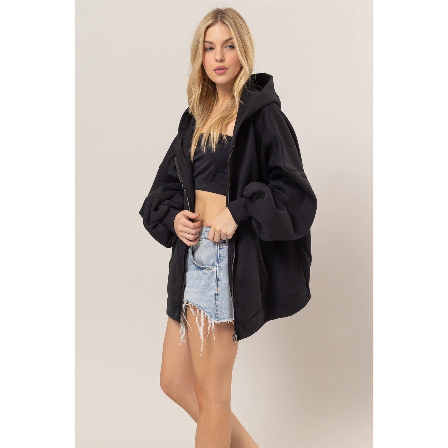 French Terry Oversized Hood Jacket