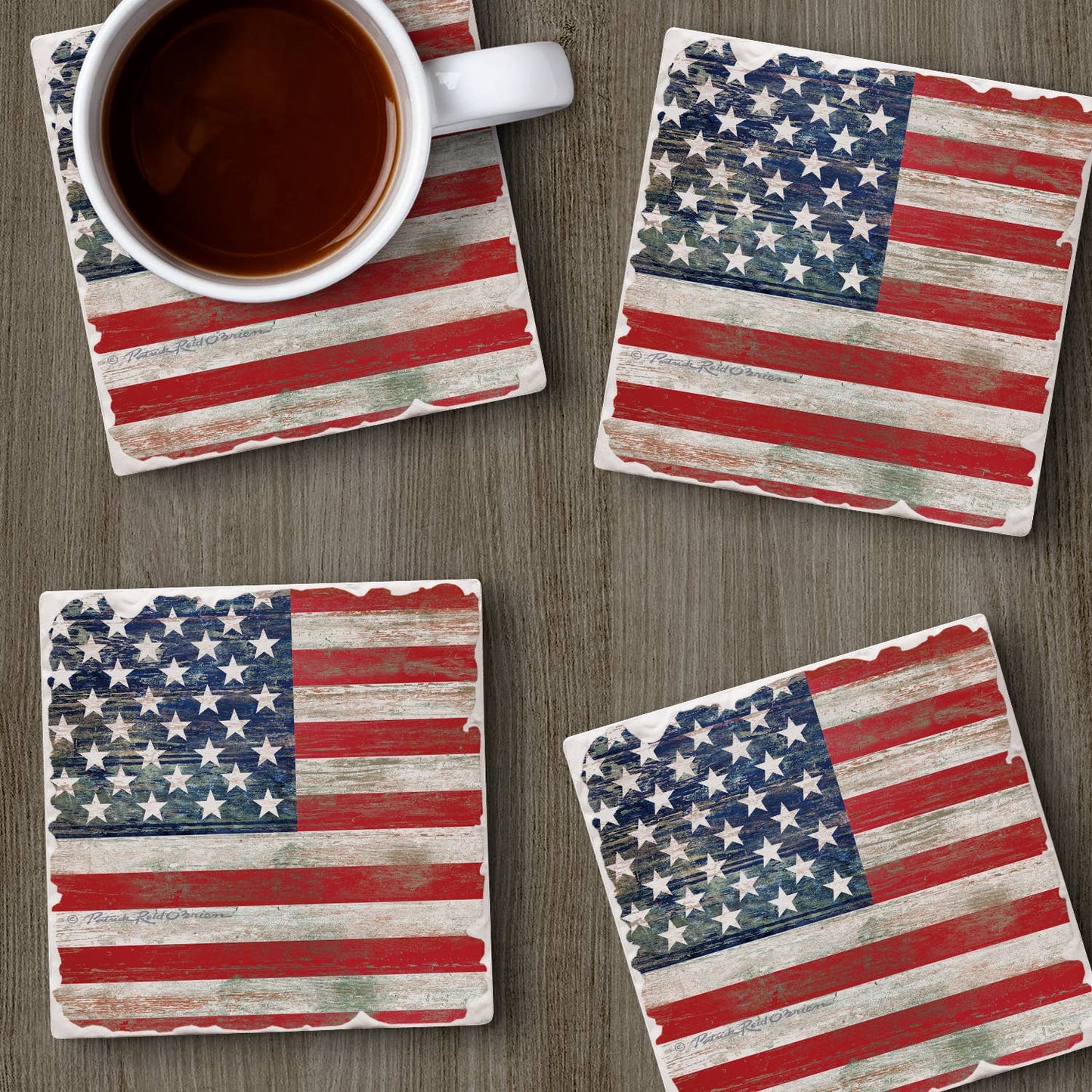 Americana Absorbent Tumbled Tile Coaster 4pk
