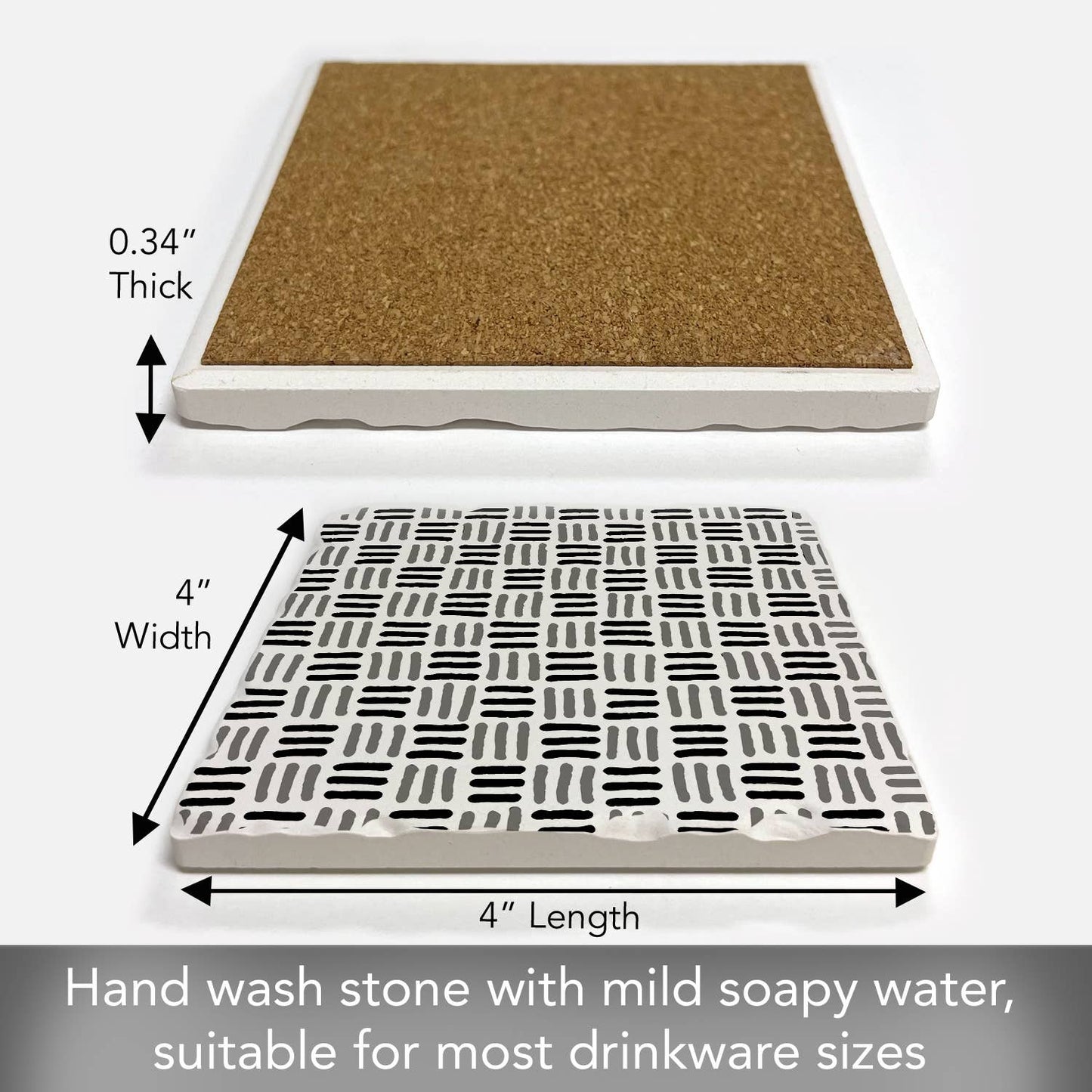 B&W Weave Single Absorbent Stone Tumbled Tile Coaster