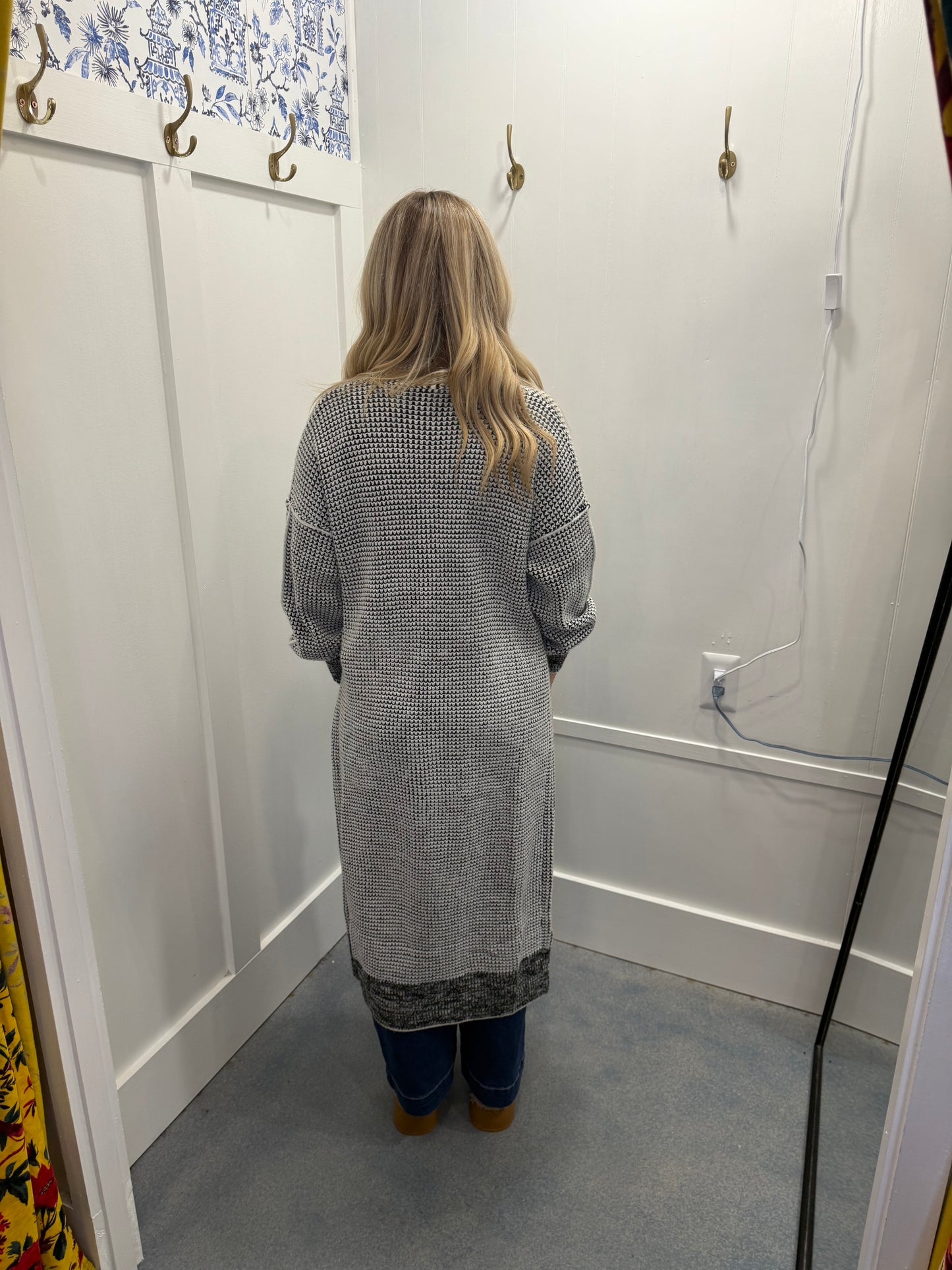 Textured Knit Pocketed Duster Cardigan