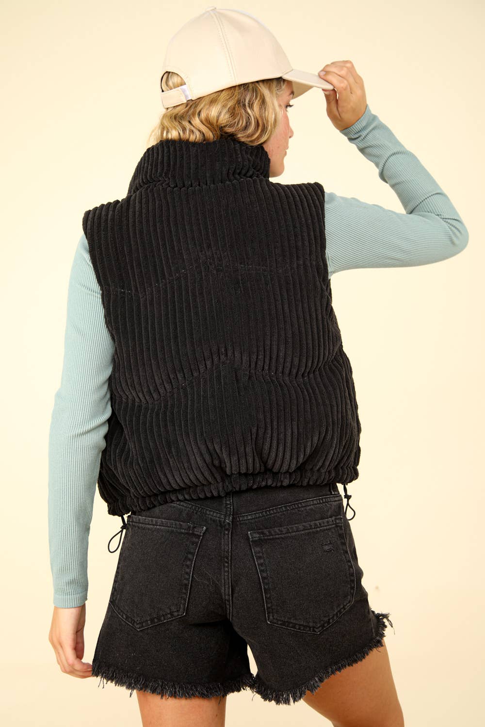 Zig-Zag Padded Corduroy Puffer Jacket