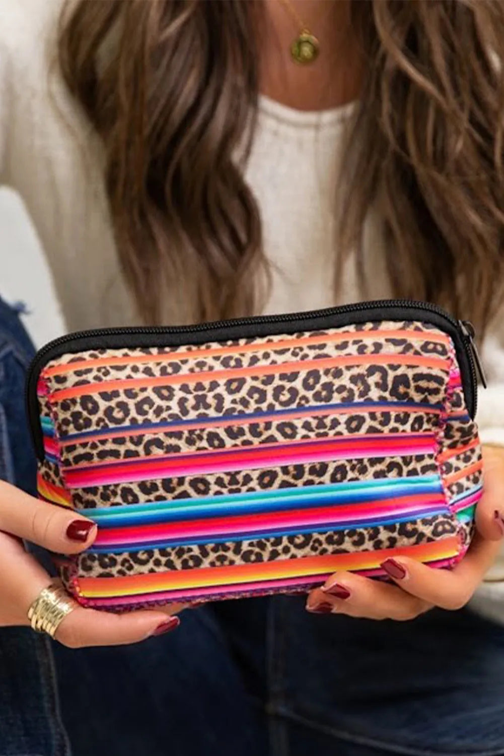 Serape Leopard Make up Storage Bag