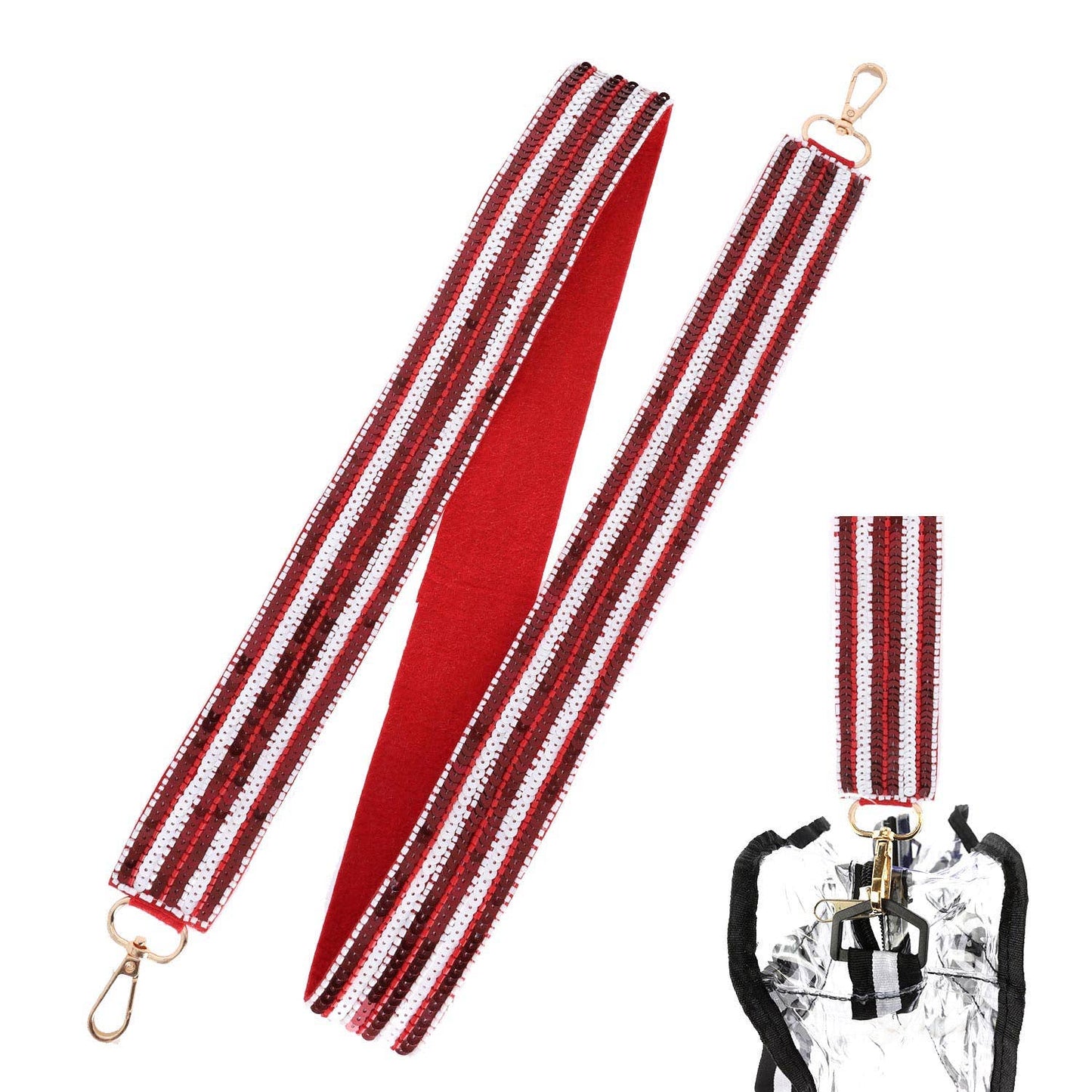 Game Day Sequin Shoulder Bag Strap: Orange White