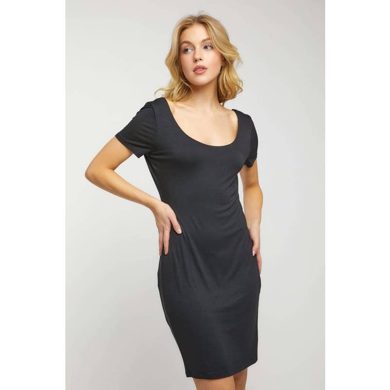 Short Sleeve U Neck Bodycon Casual Mini Dress