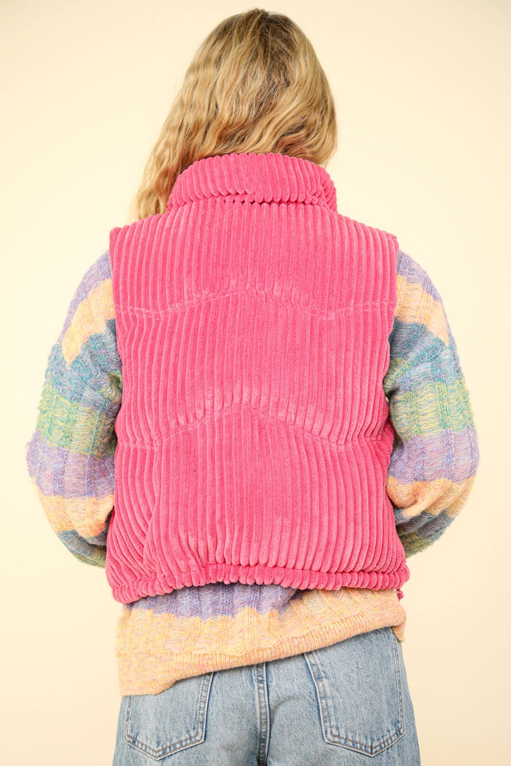 Zig-Zag Padded Corduroy Puffer Jacket