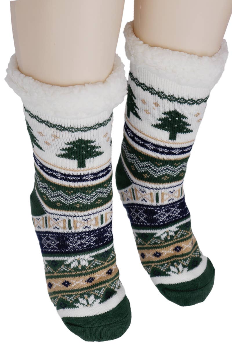 Women's Reindeer Snowflake Fleece Lounge Socks