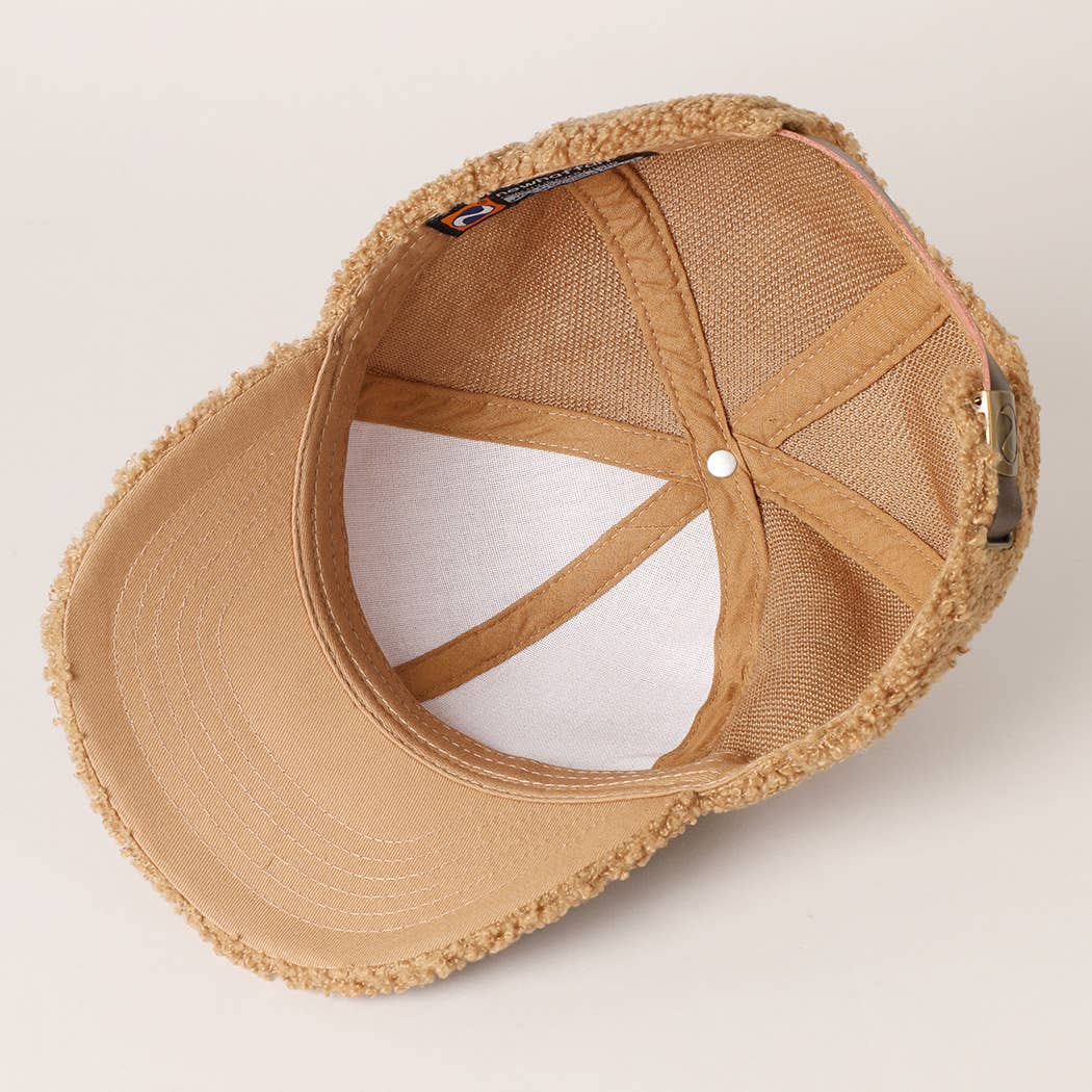 Solid Colored Faux Sherpa Baseball Cap