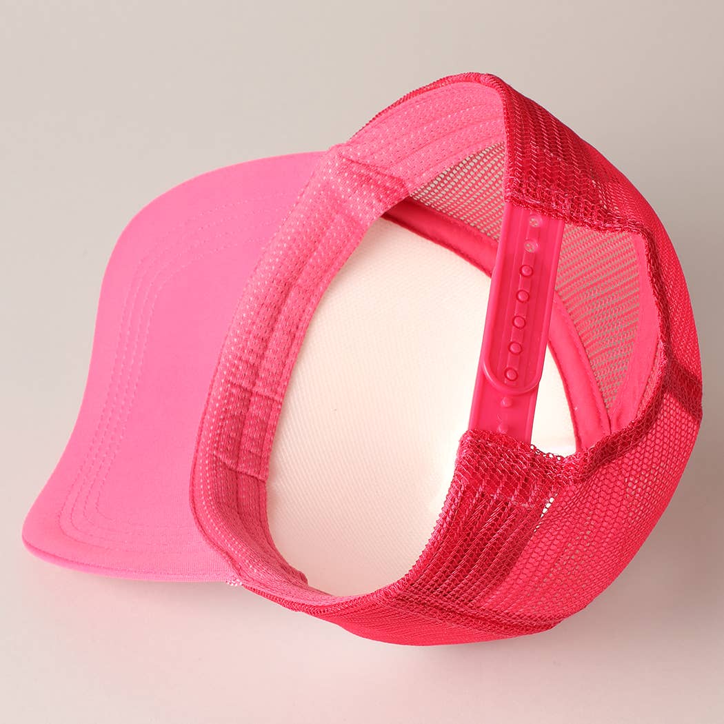 Checkered Bow Print Foam Mesh Back Trucker Hat