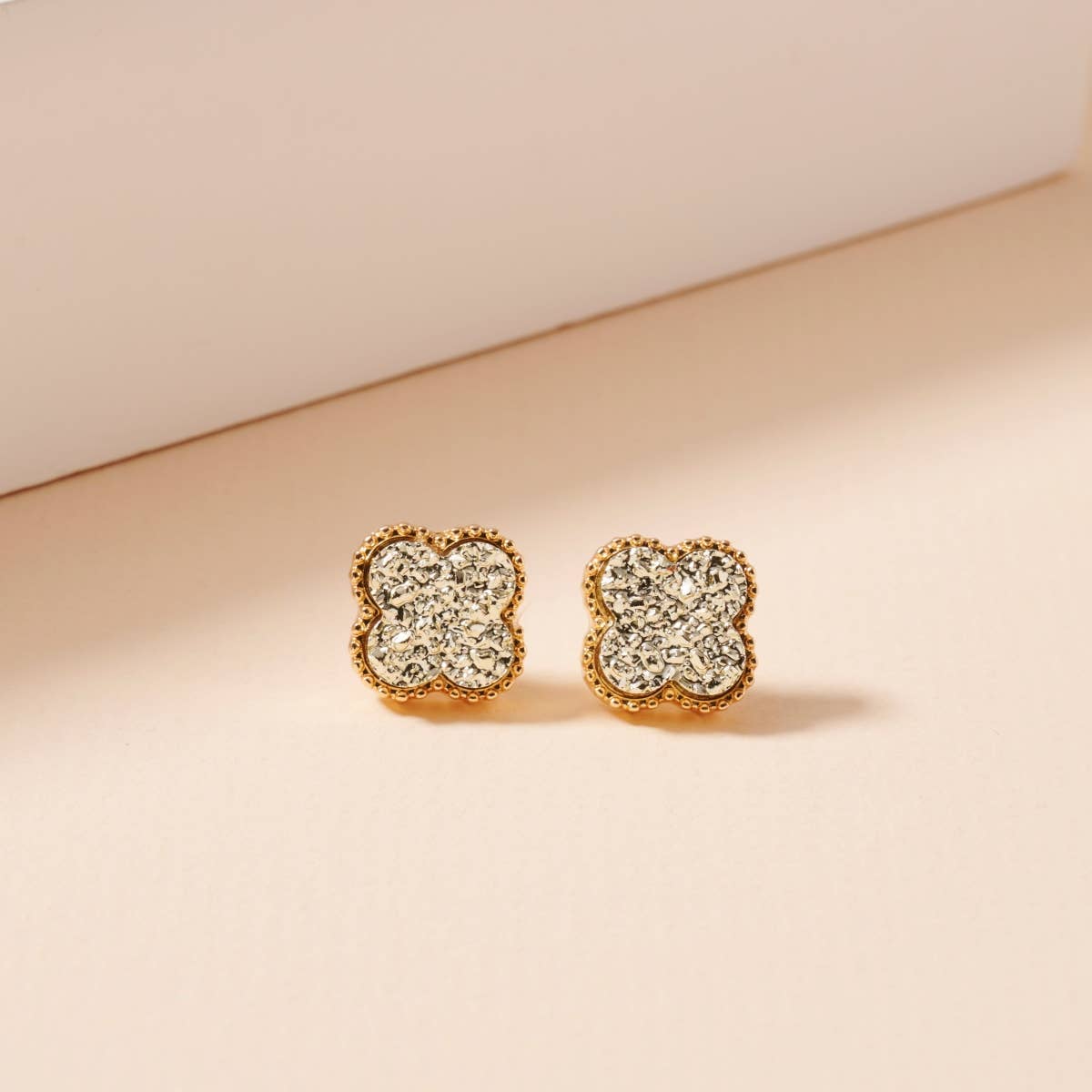 Flower Druzy Stone Stud Earrings
