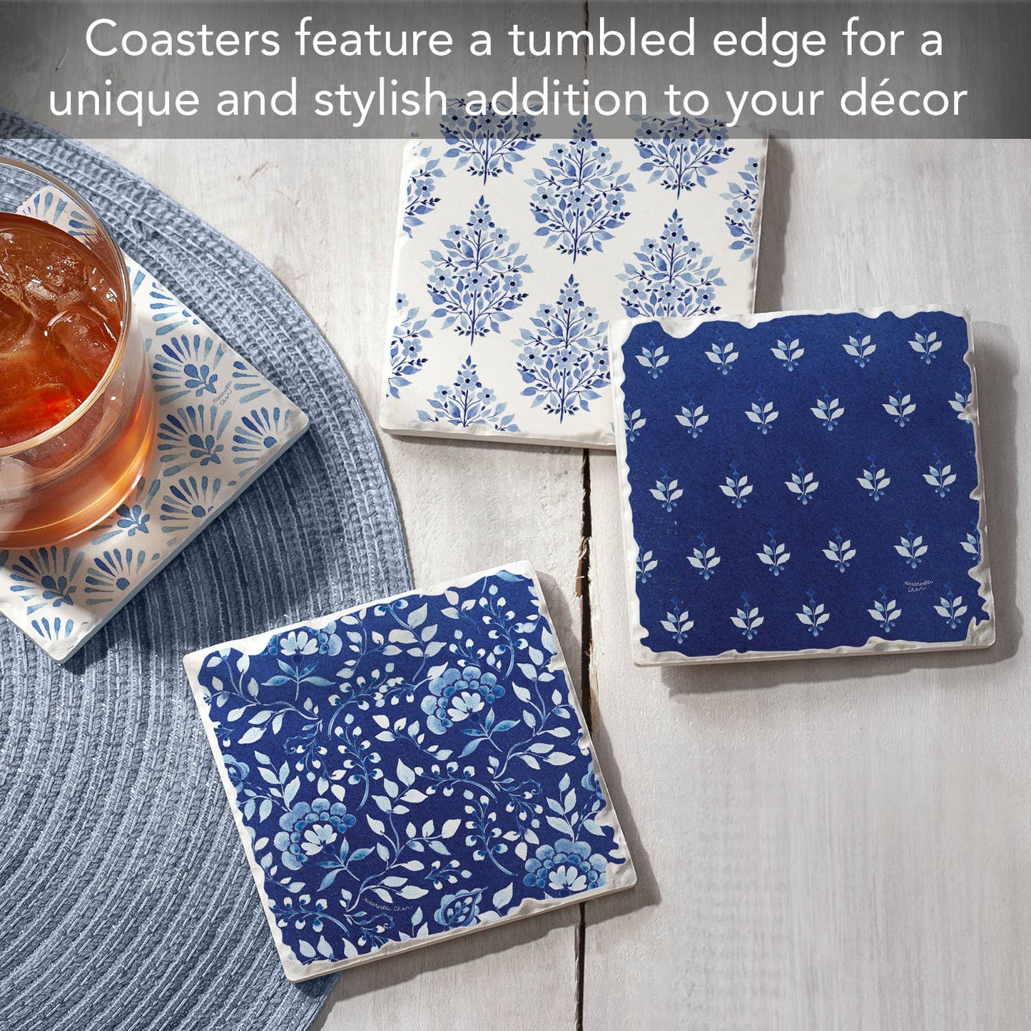 Jaipur Assorted Image Tumbled Tile Coaster 4 Pack