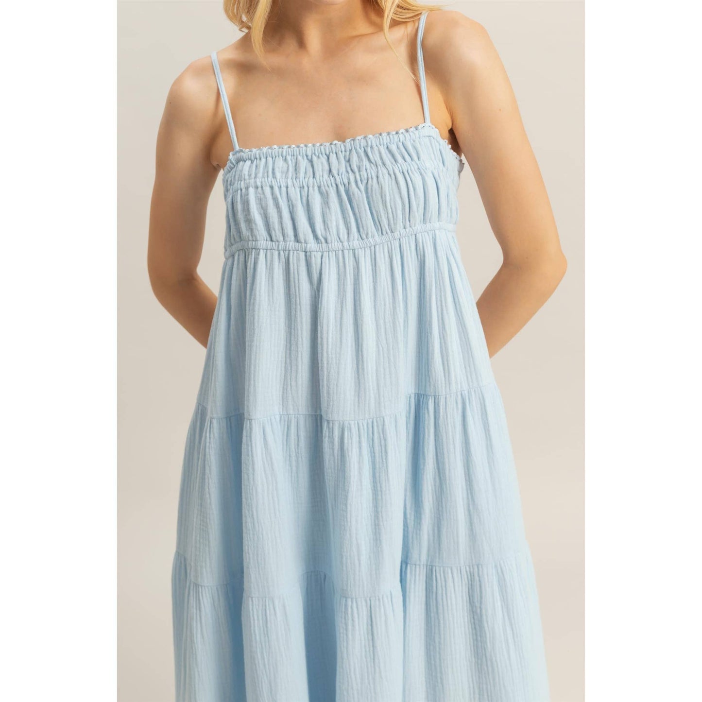 Empire Waist Sleeveless Tiered Maxi Dress