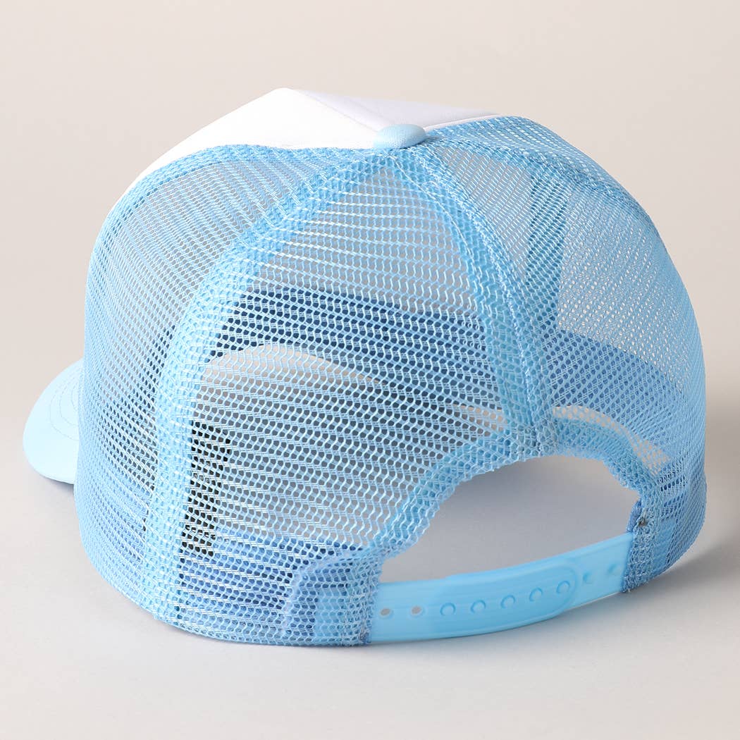 Checkered Bow Print Foam Mesh Back Trucker Hat