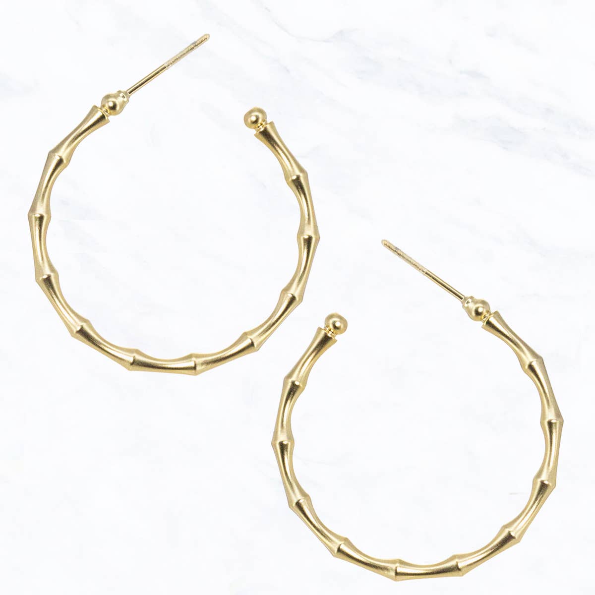 Metal Ridged Hoop Earrings