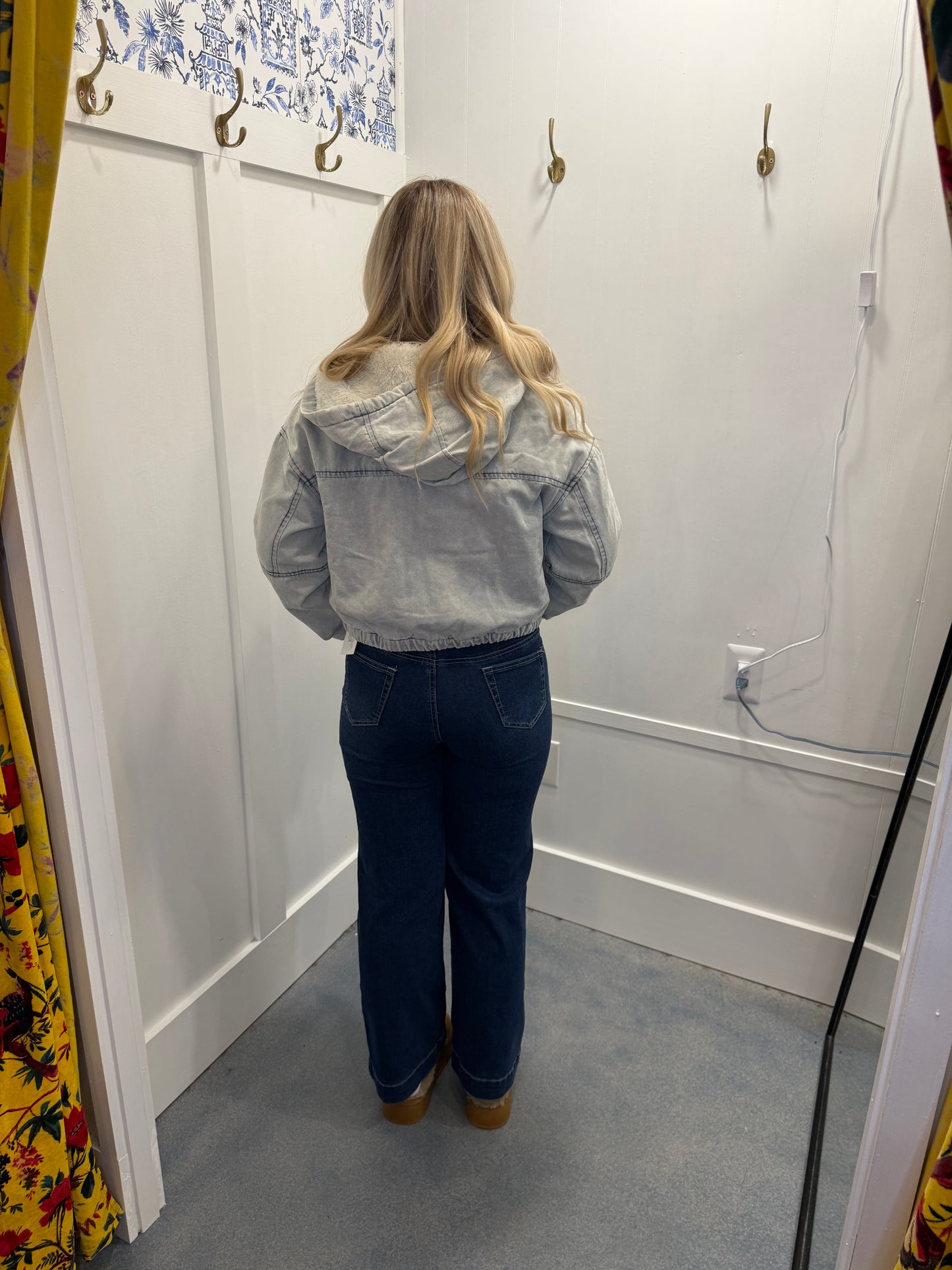 Hooded Jacket with Zipper, Pockets & Sherpa Lining