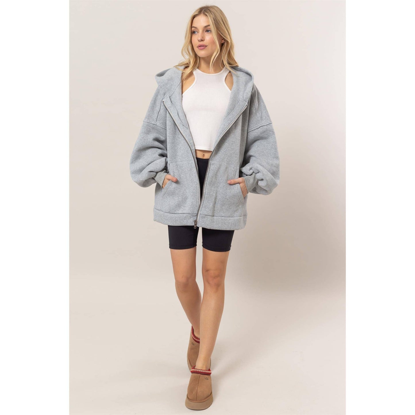 French Terry Oversized Hood Jacket