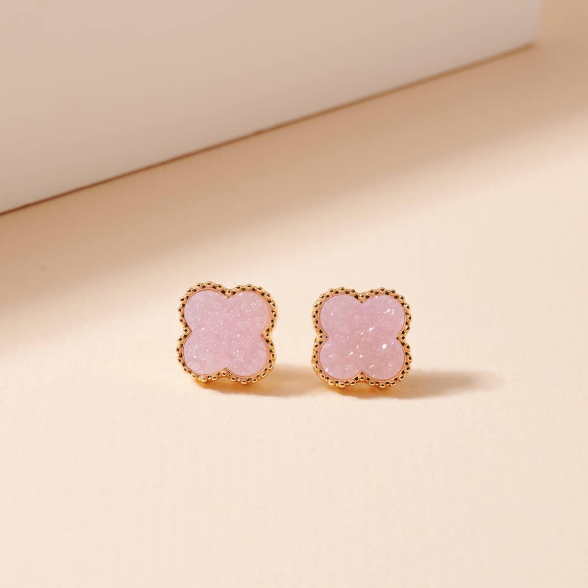 Flower Druzy Stone Stud Earrings