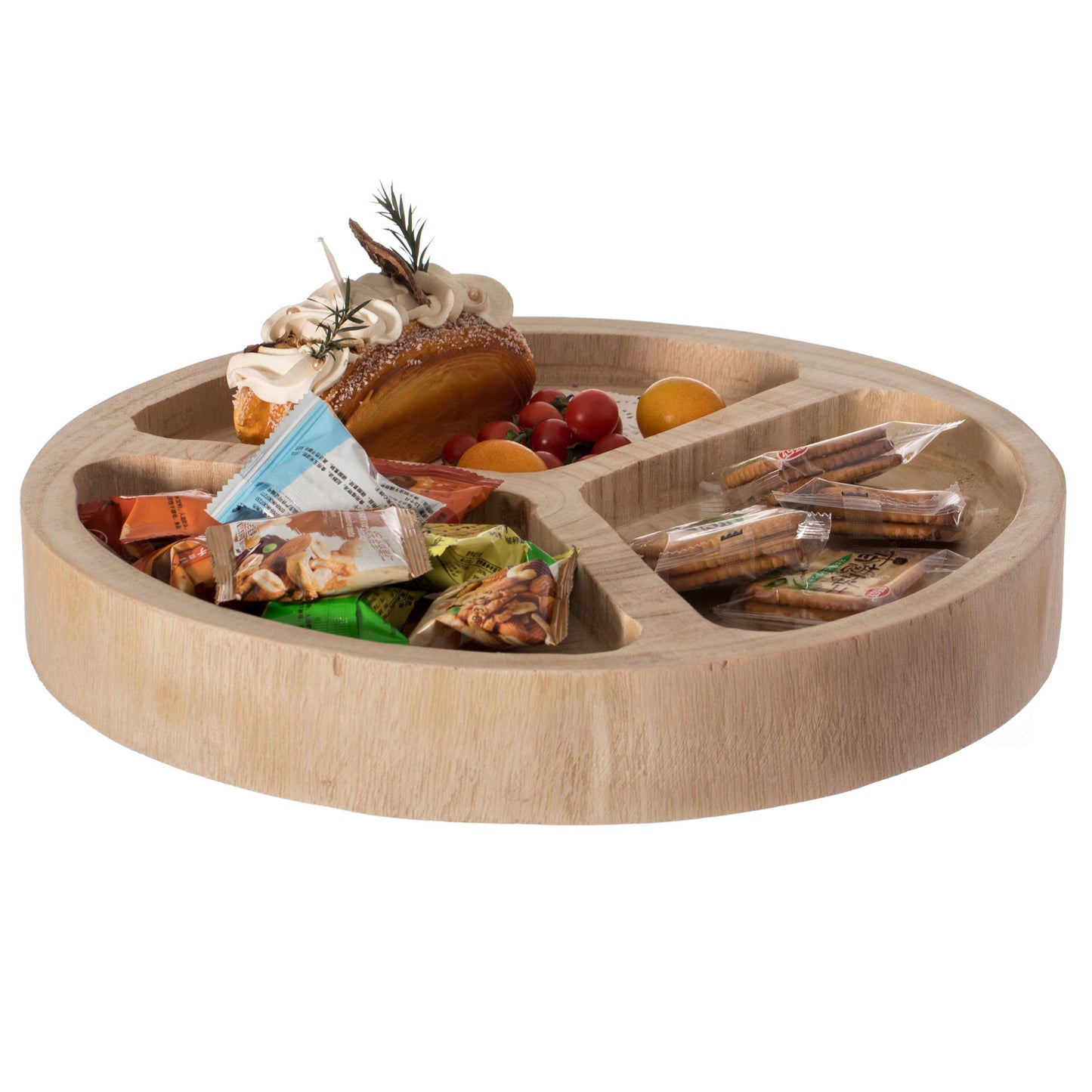 3 Sectional Round Snack Tray for Dining Table and Kitchen