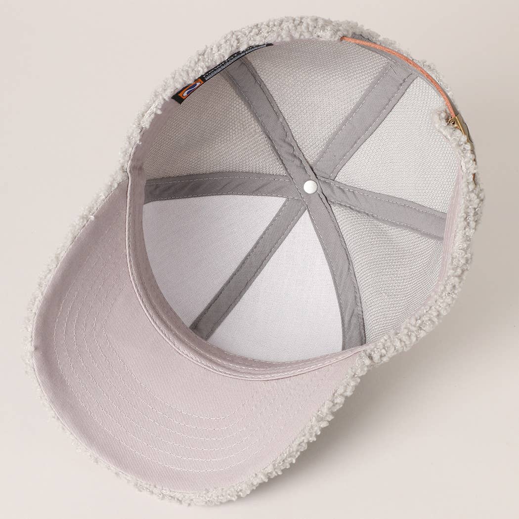 Solid Colored Faux Sherpa Baseball Cap