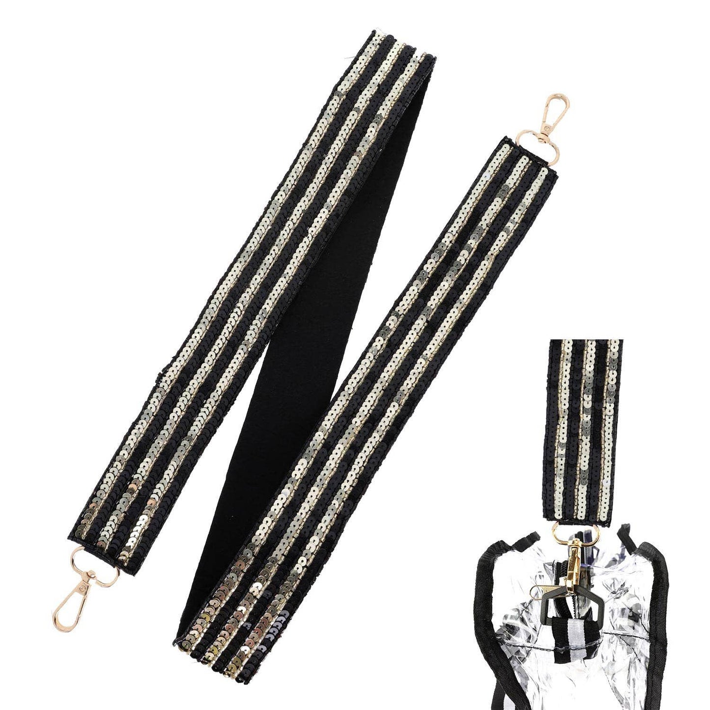 Game Day Sequin Shoulder Bag Strap: Orange White