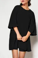 Solid Color Loose Tunic Top and Slim Shorts Set