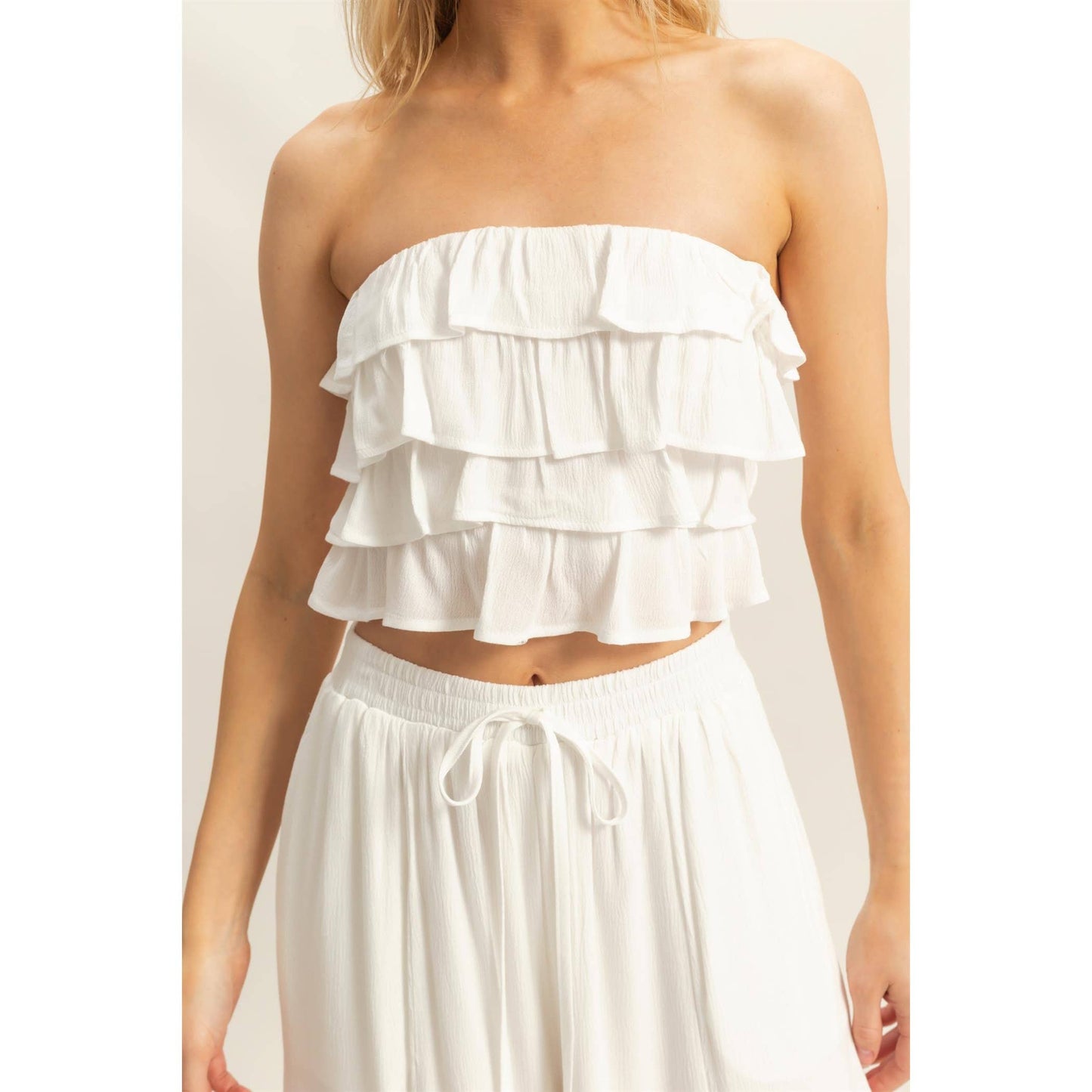 Ruffle Top And Flowy Pants Set (Sold as Separates)