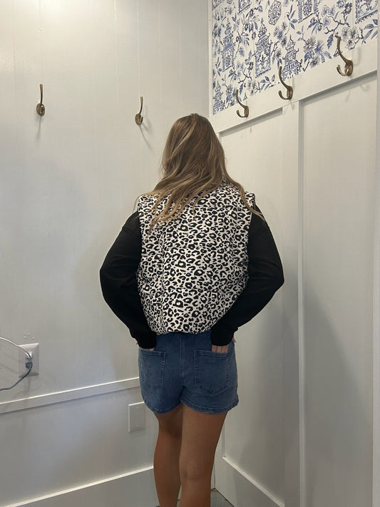 Leopard Print Puffer Vest