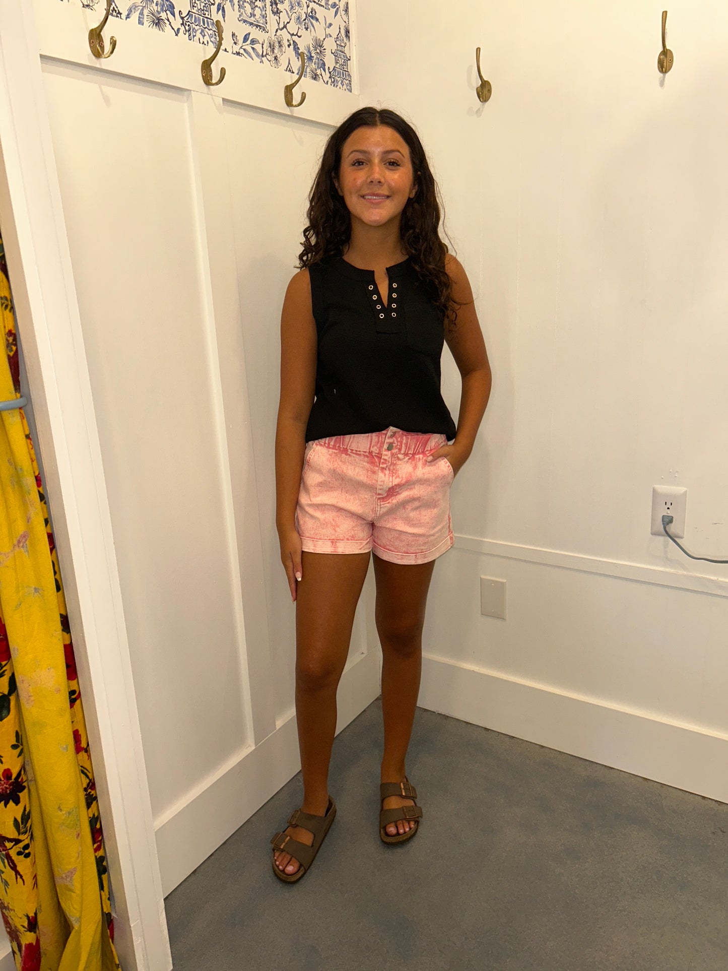 Vintage Washed Frilled High Waist Denim Shorts