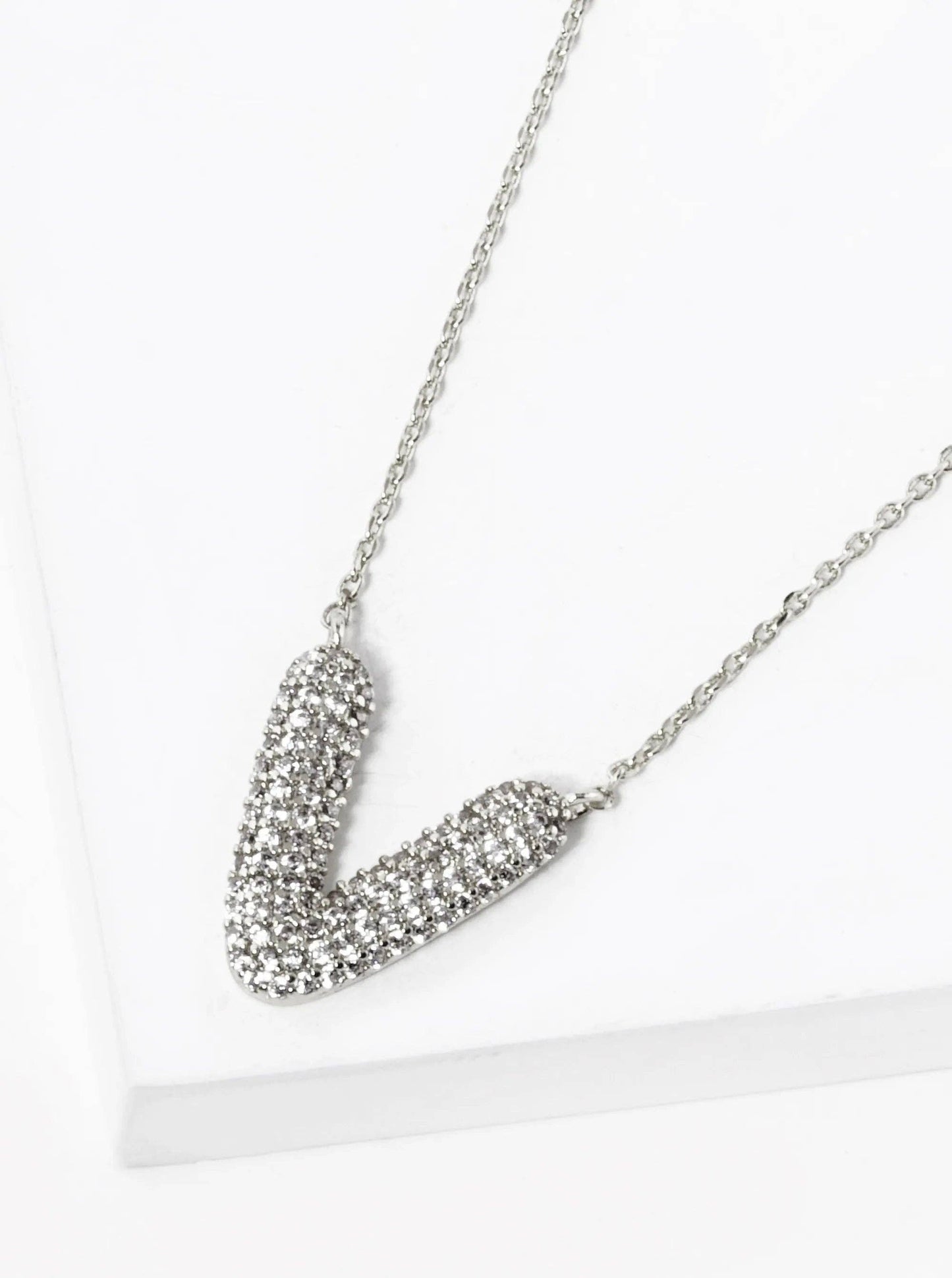 18K Gold Dipped Cz Pave Bubble Initial Pendant Necklace