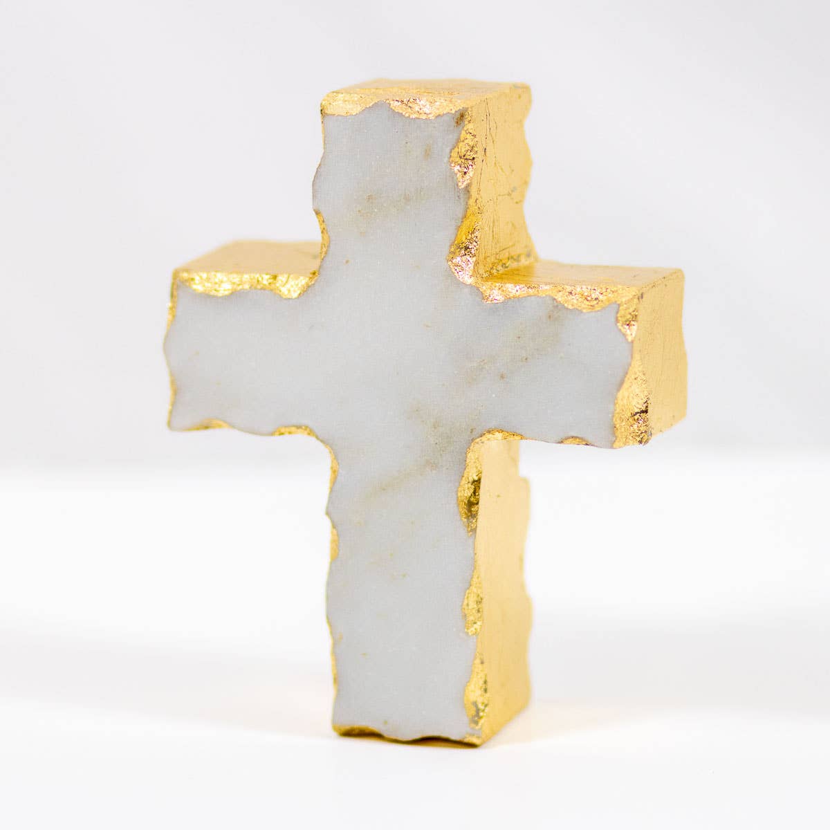 Cross Marble Decor White/Gold 3x4x1