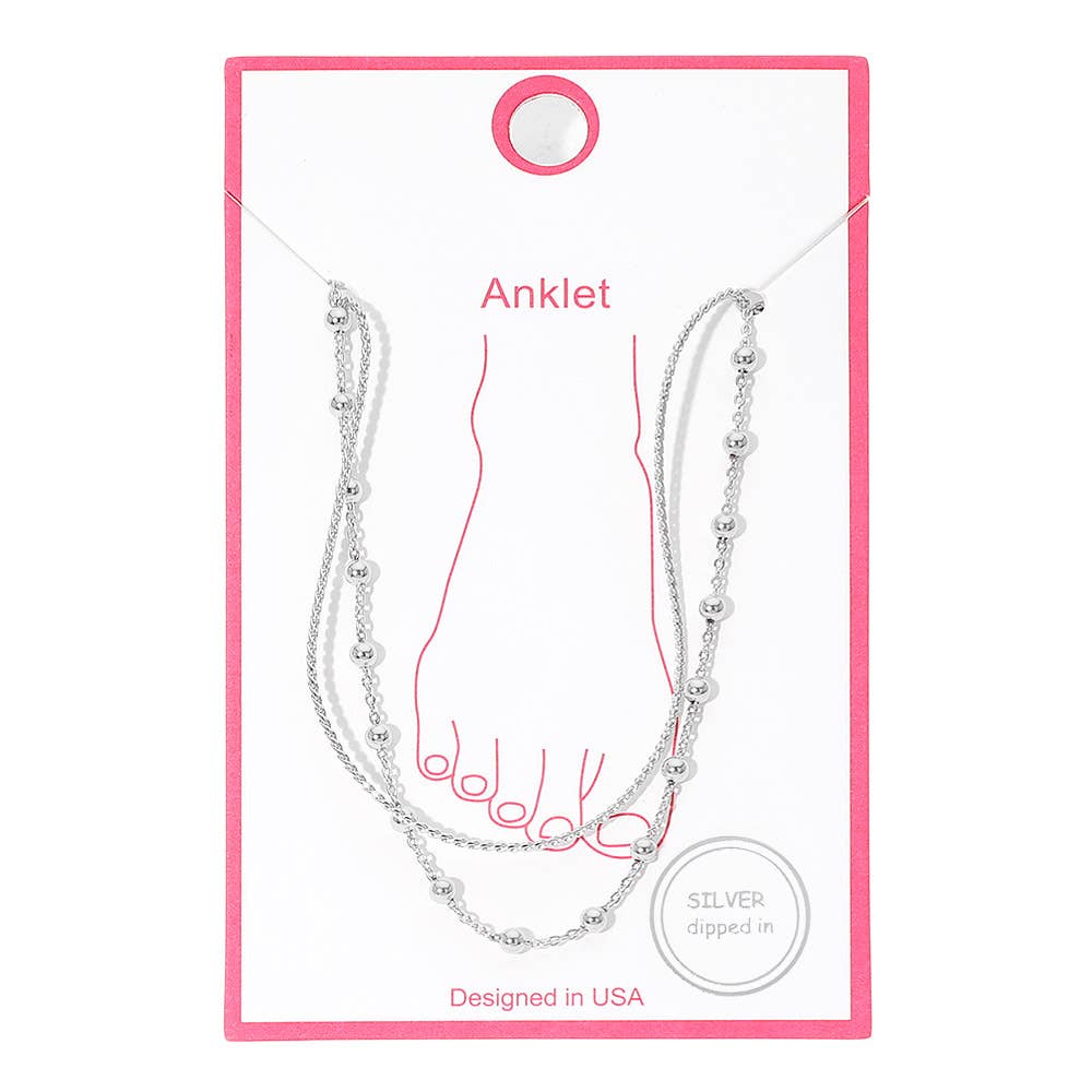 Gold Dipped Beaded Chain Layered Anklet