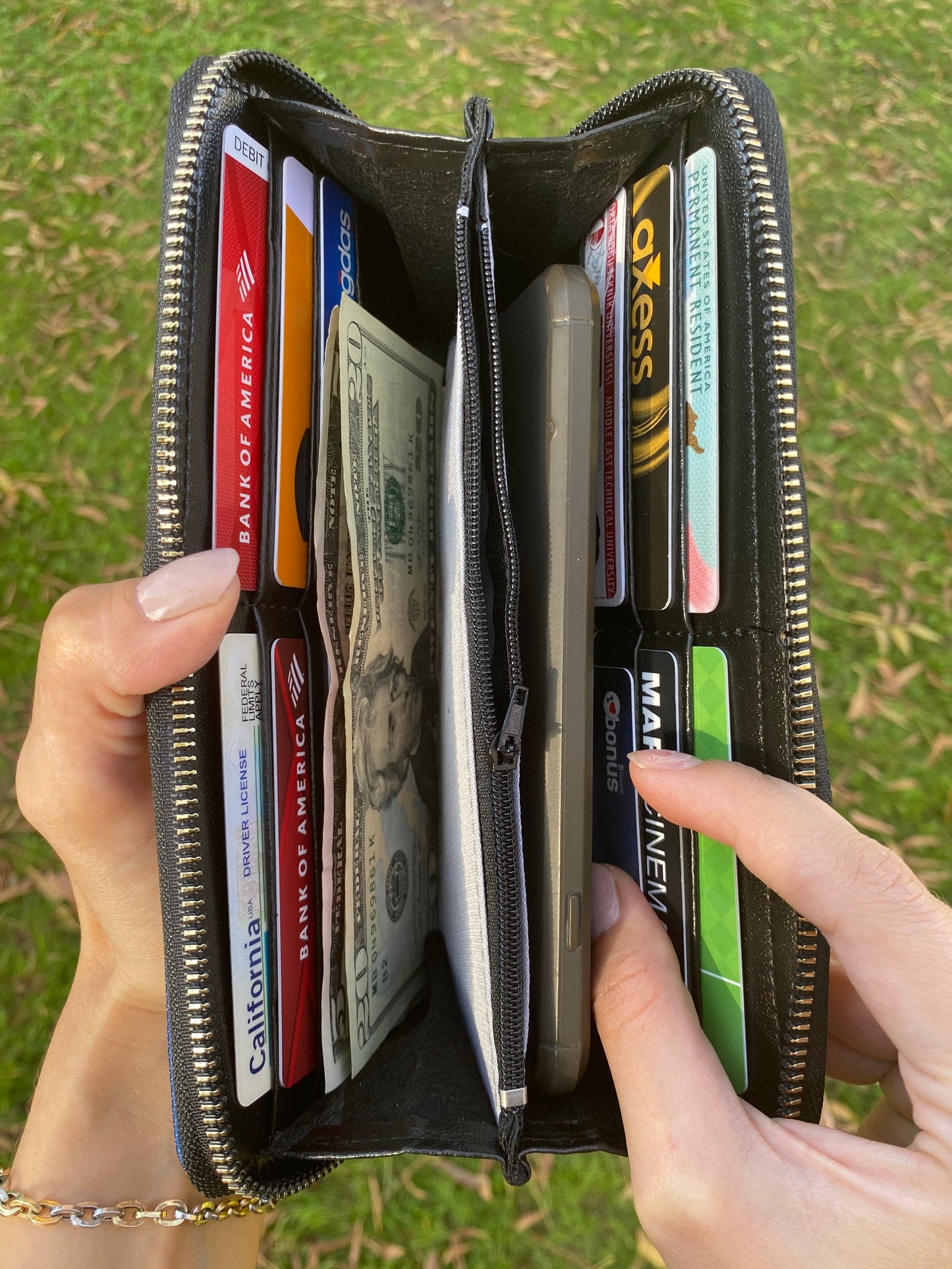 Red Zip Around Wallet, Handmade Boho Wallet, Wallet Women