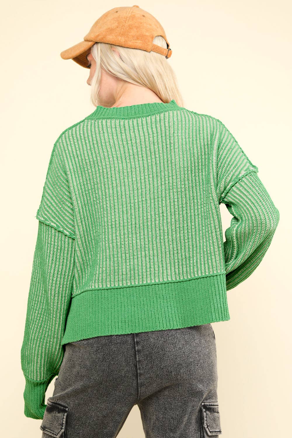 Two Tone Striped Casual Stripe Sweater Top
