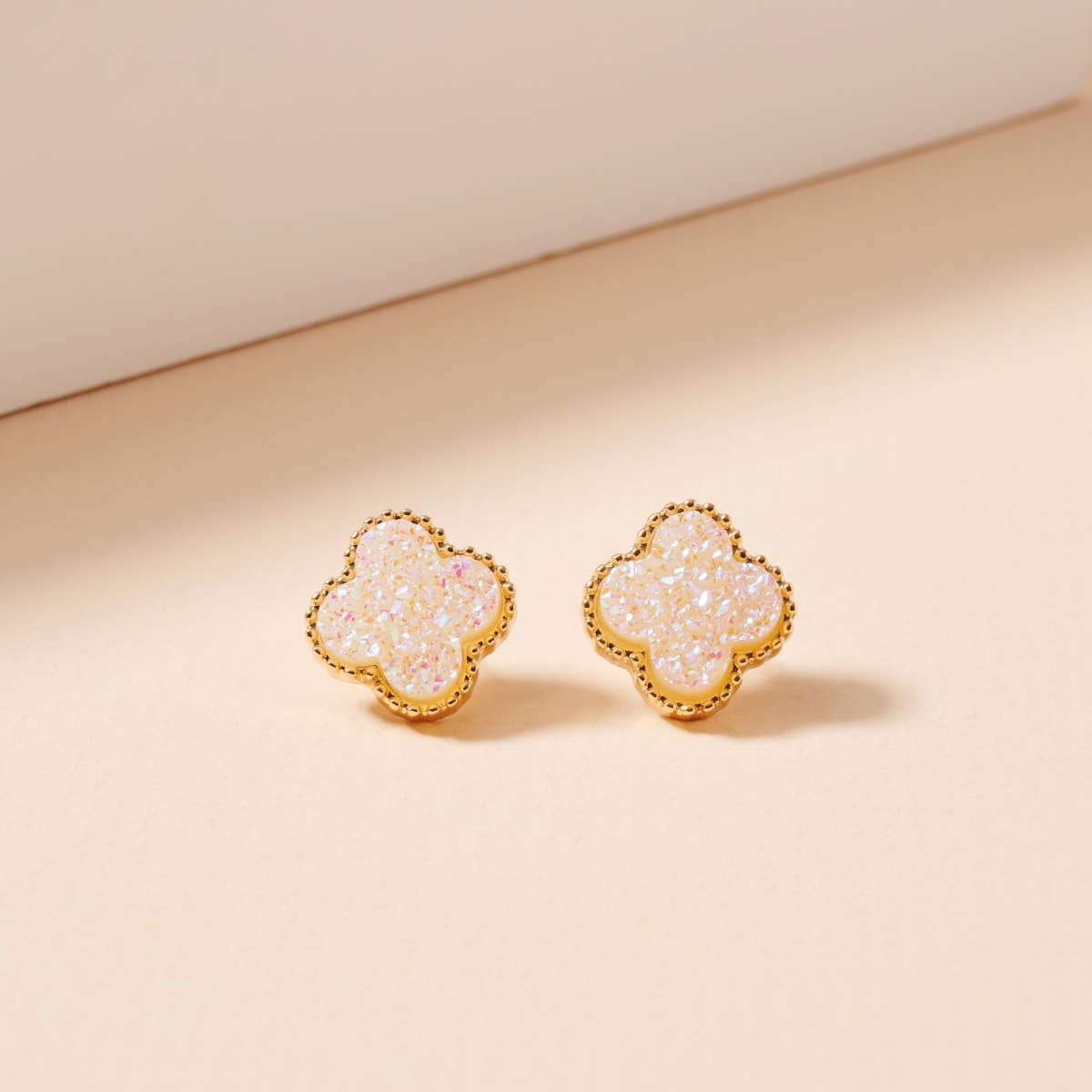 Flower Druzy Stone Stud Earrings