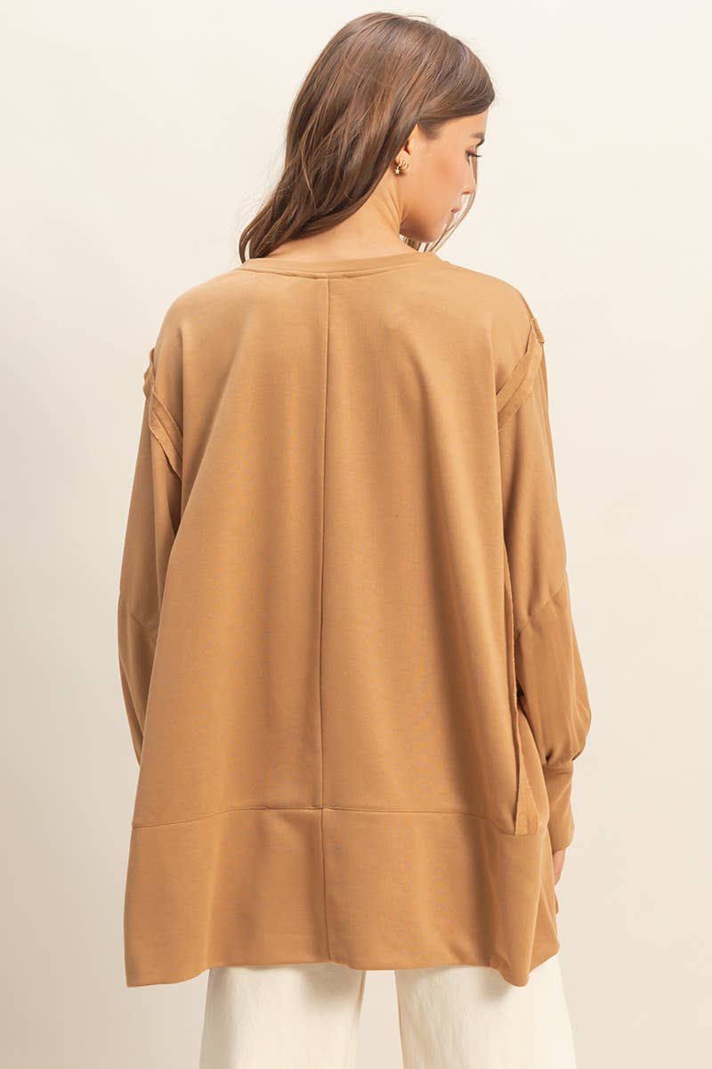 Oversized Long-Sleeve Top With Unique Cuffs